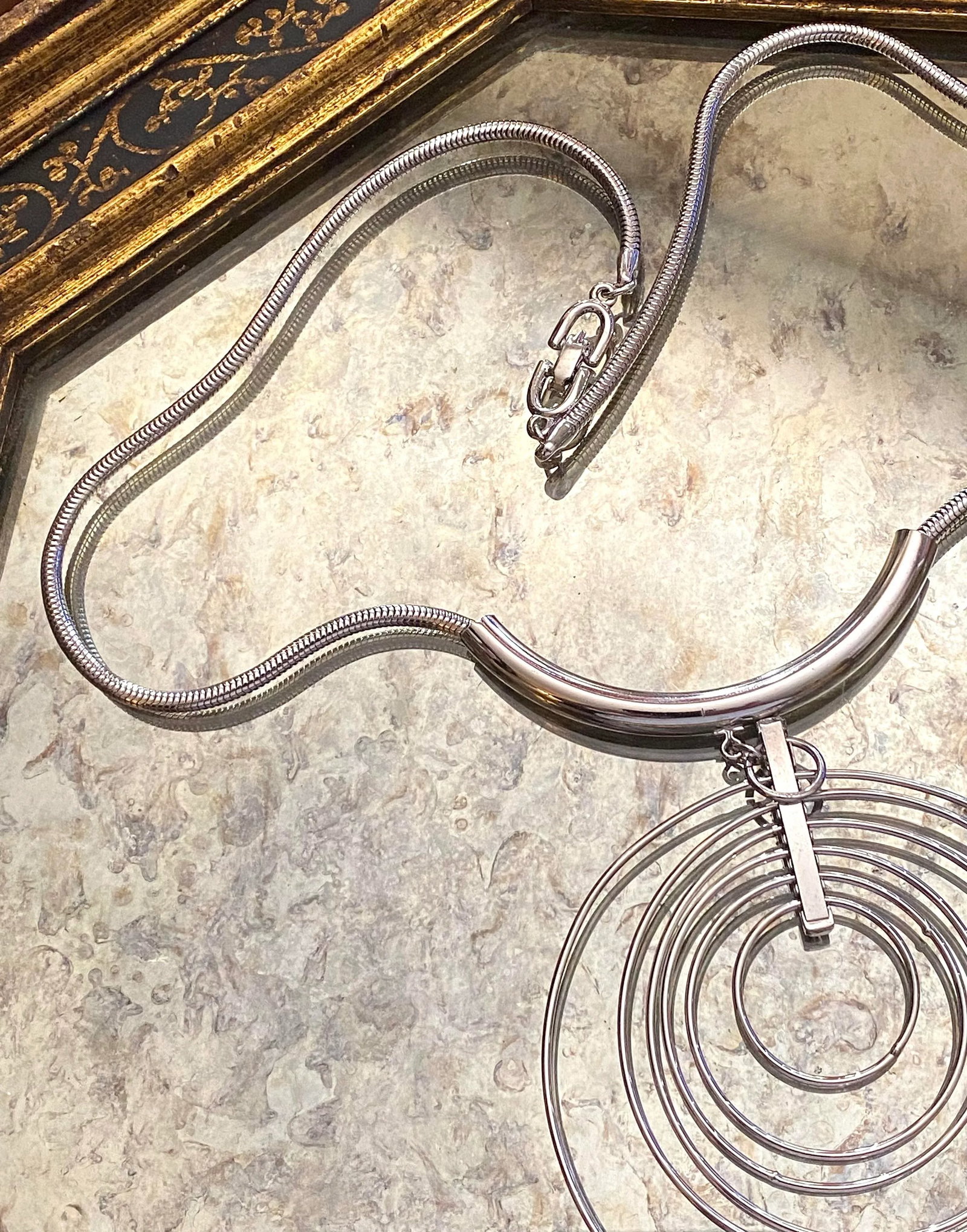 1970s Vintage Silver Mid Century Multi Disc Space Age Necklace - 3