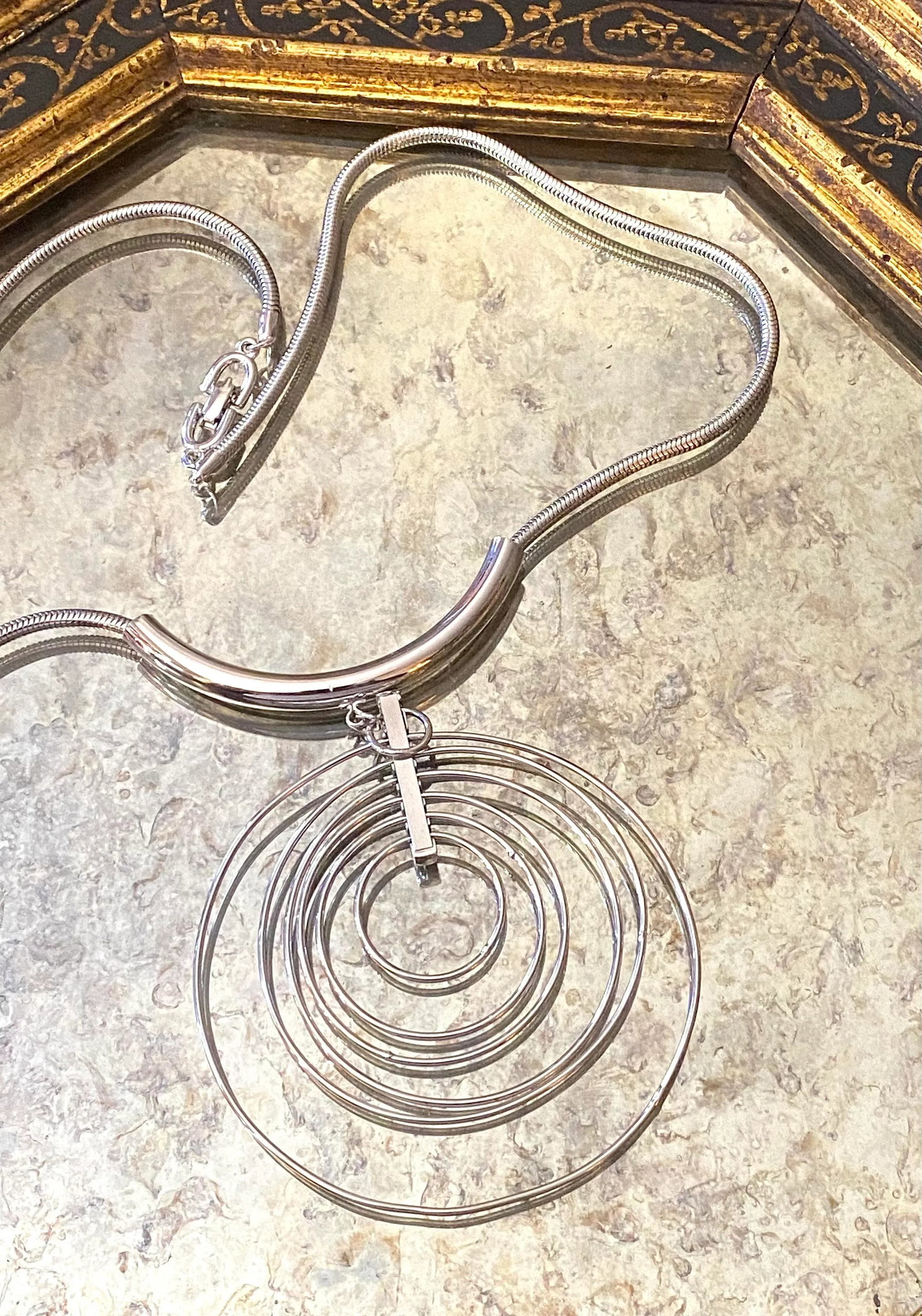 1970s Vintage Silver Mid Century Multi Disc Space Age Necklace - 4