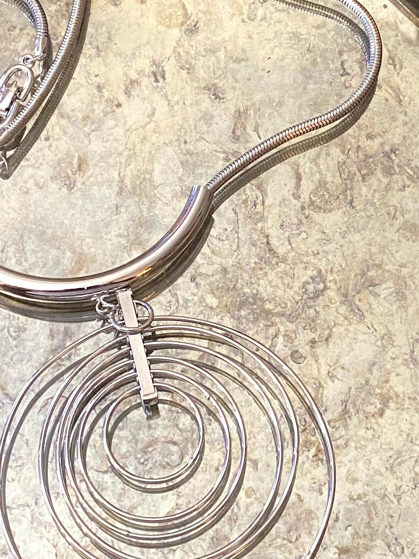 1970s Vintage Silver Mid Century Multi Disc Space Age Necklace - 5