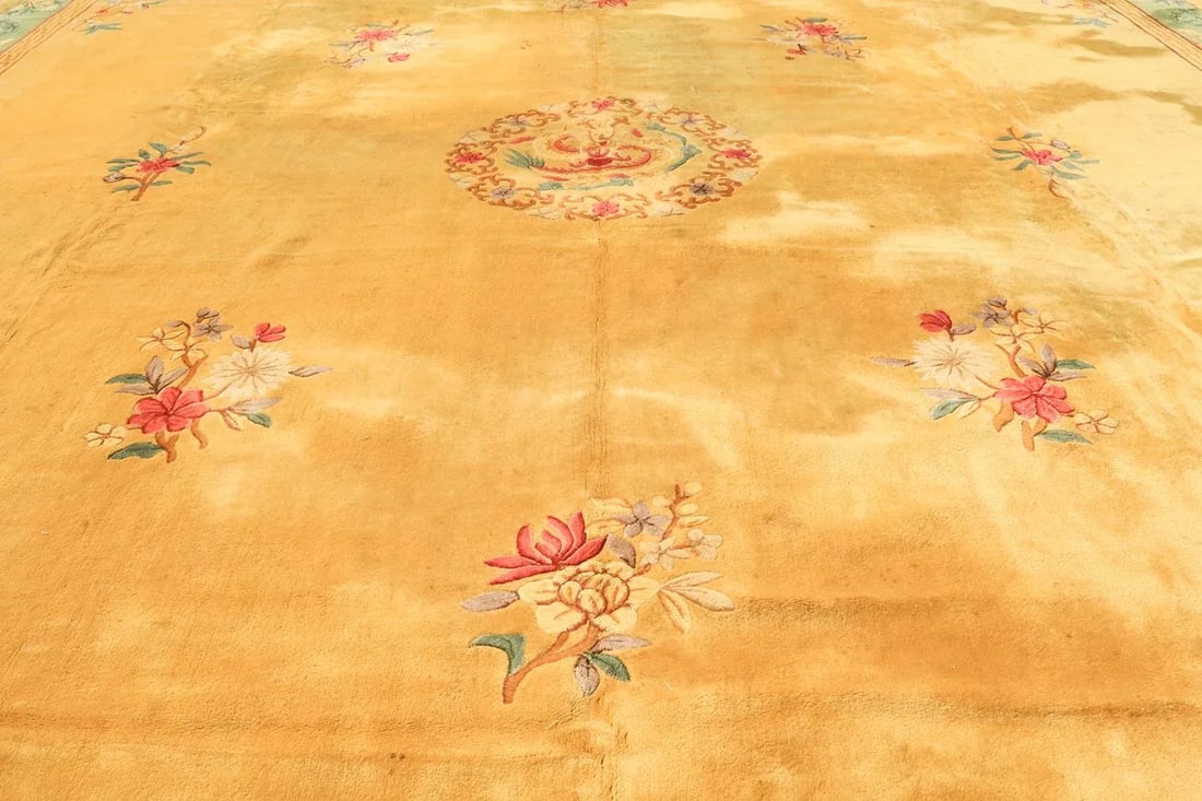 Large Antique Chinese Art Deco Hooked Rug - 17'8'' * 19'8'' - 3