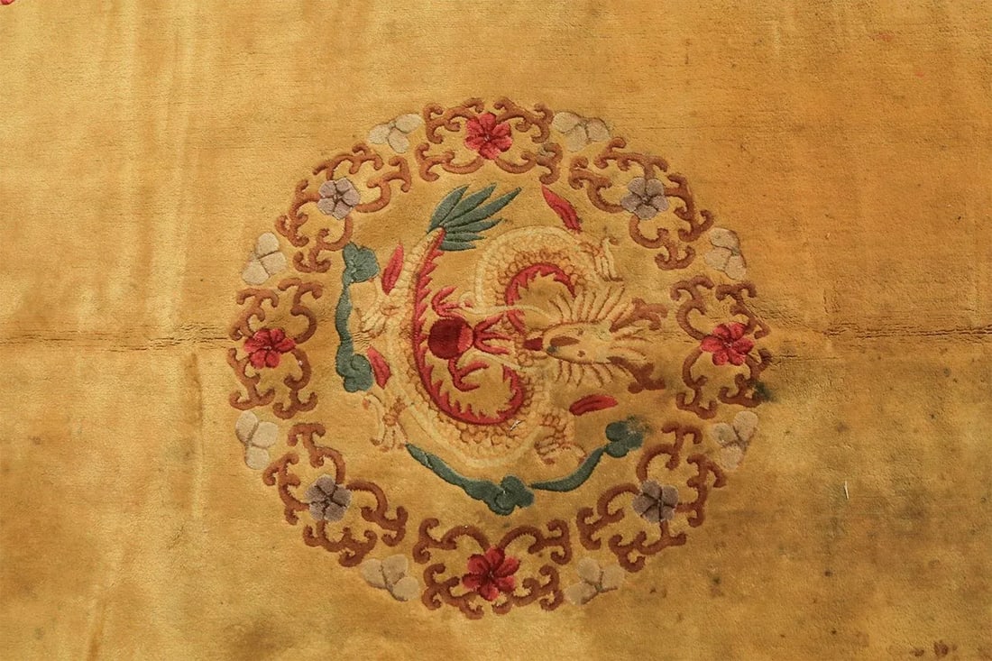 Large Antique Chinese Art Deco Hooked Rug - 17'8'' * 19'8'' - 4