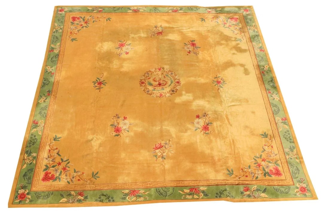 Large Antique Chinese Art Deco Hooked Rug - 17'8'' * 19'8'' - 6