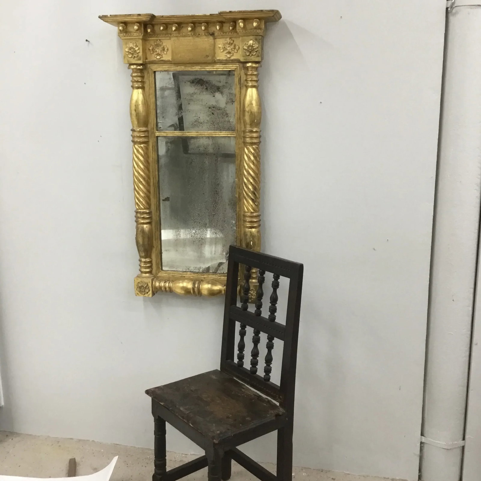 1820 Vintage American Empire Gilt Pier Mirror - 10