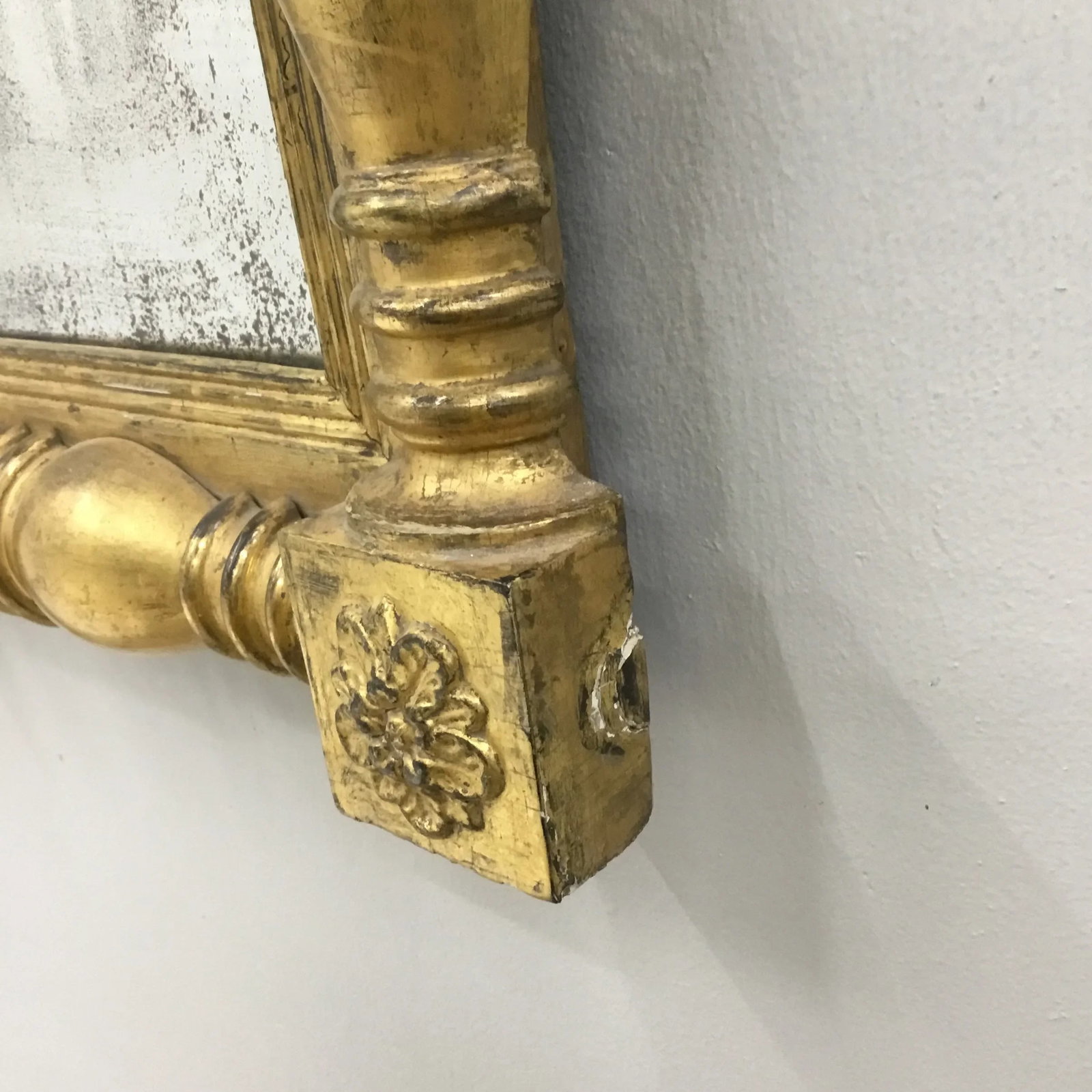 1820 Vintage American Empire Gilt Pier Mirror - 11