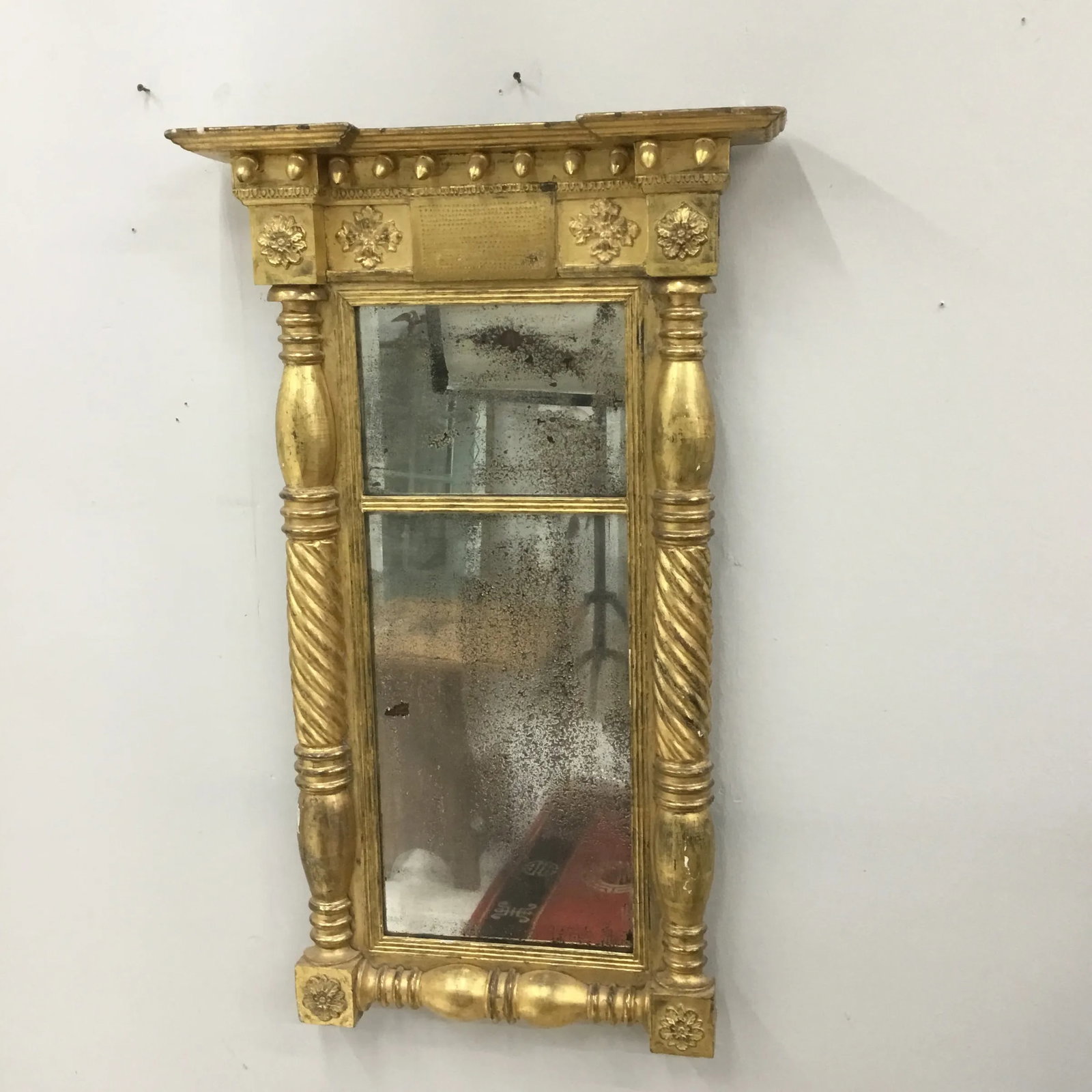 1820 Vintage American Empire Gilt Pier Mirror - 13