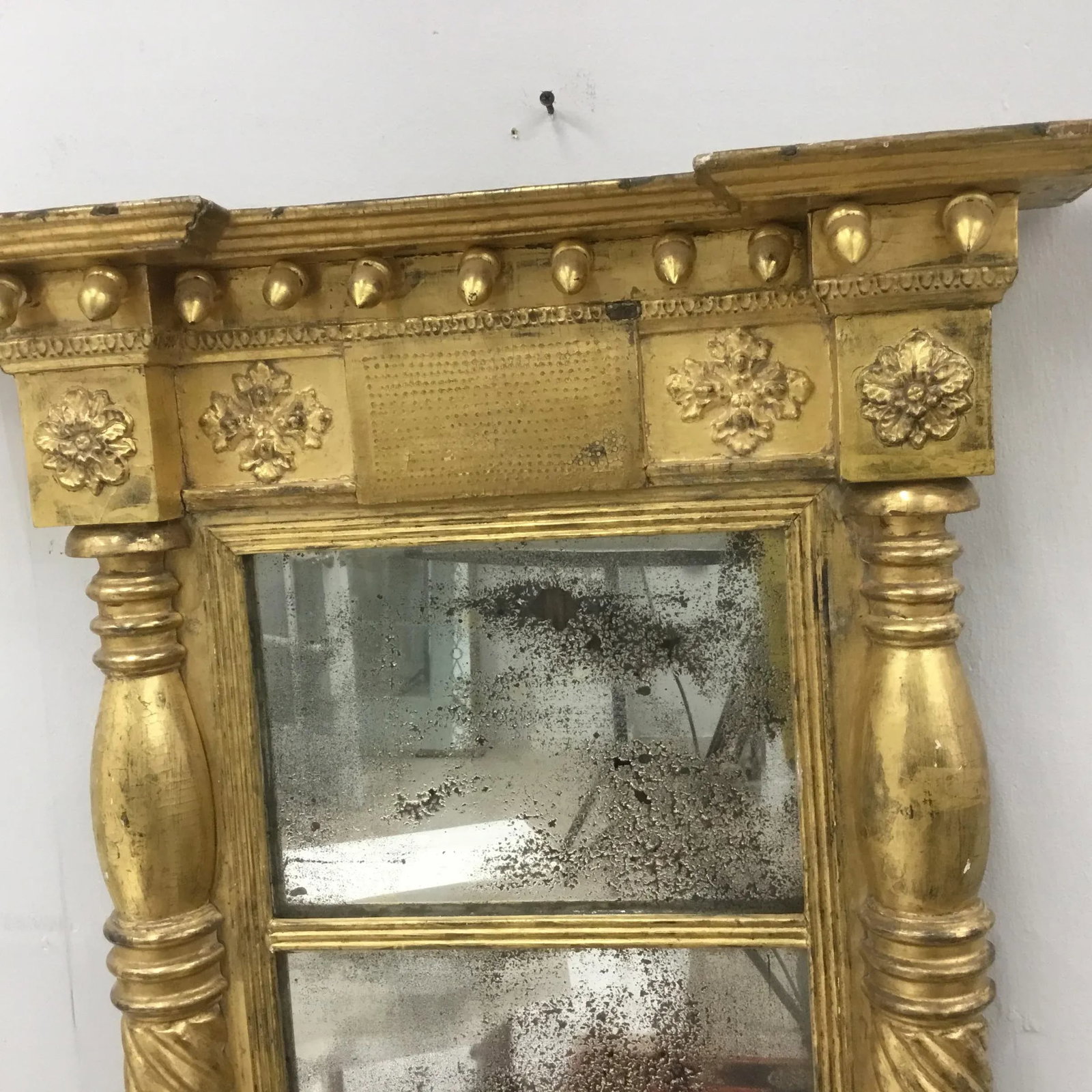 1820 Vintage American Empire Gilt Pier Mirror - 2