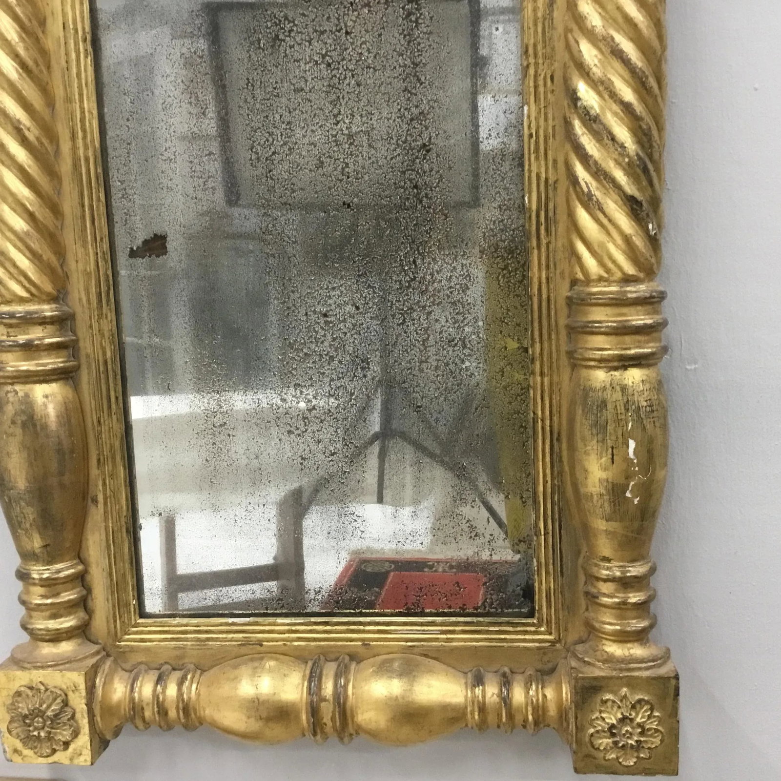 1820 Vintage American Empire Gilt Pier Mirror - 3