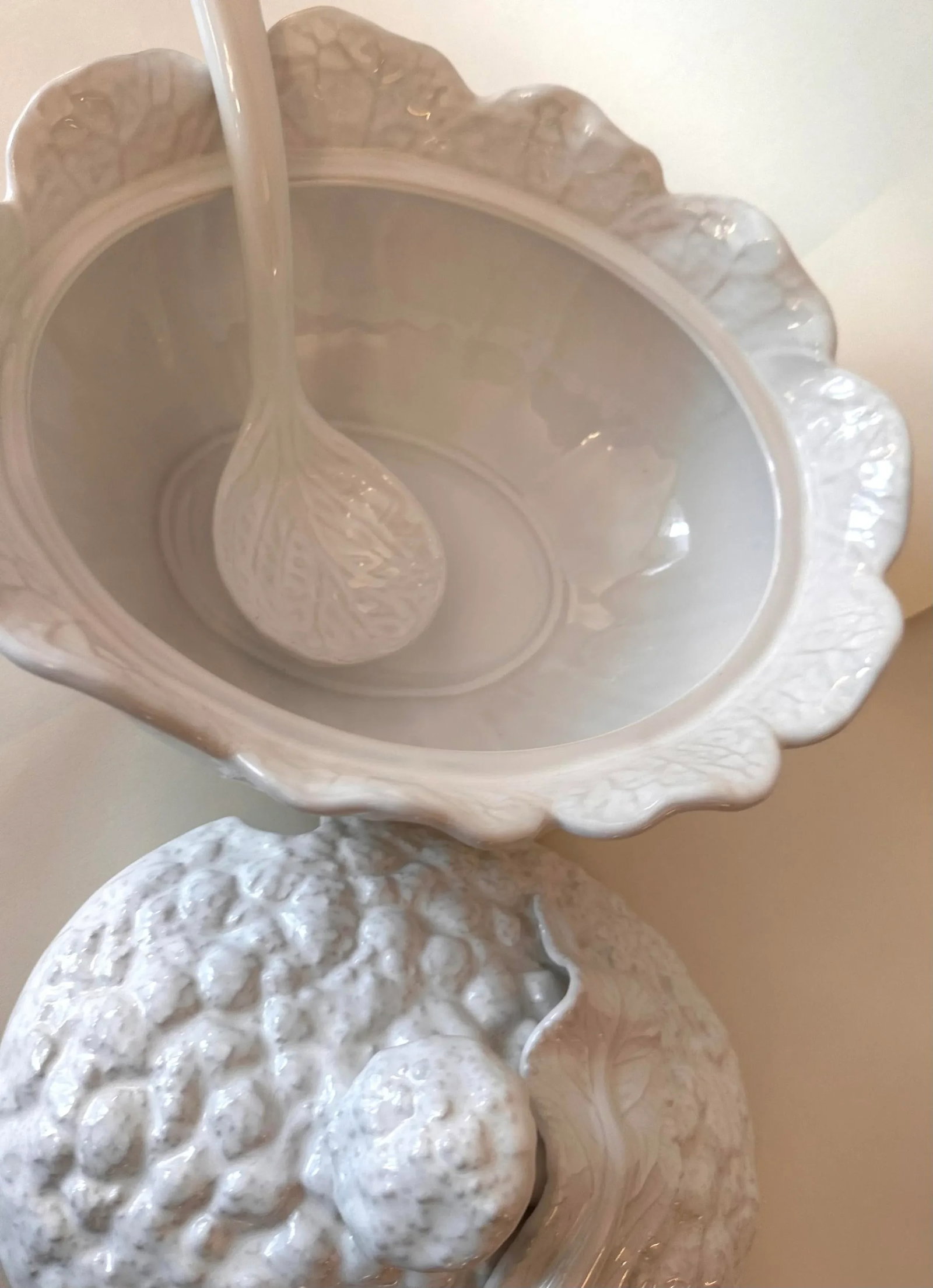 Vintage Cabbage Cauliflower Vegetable Soup Tureen With Ladle Made in Portugal - 8