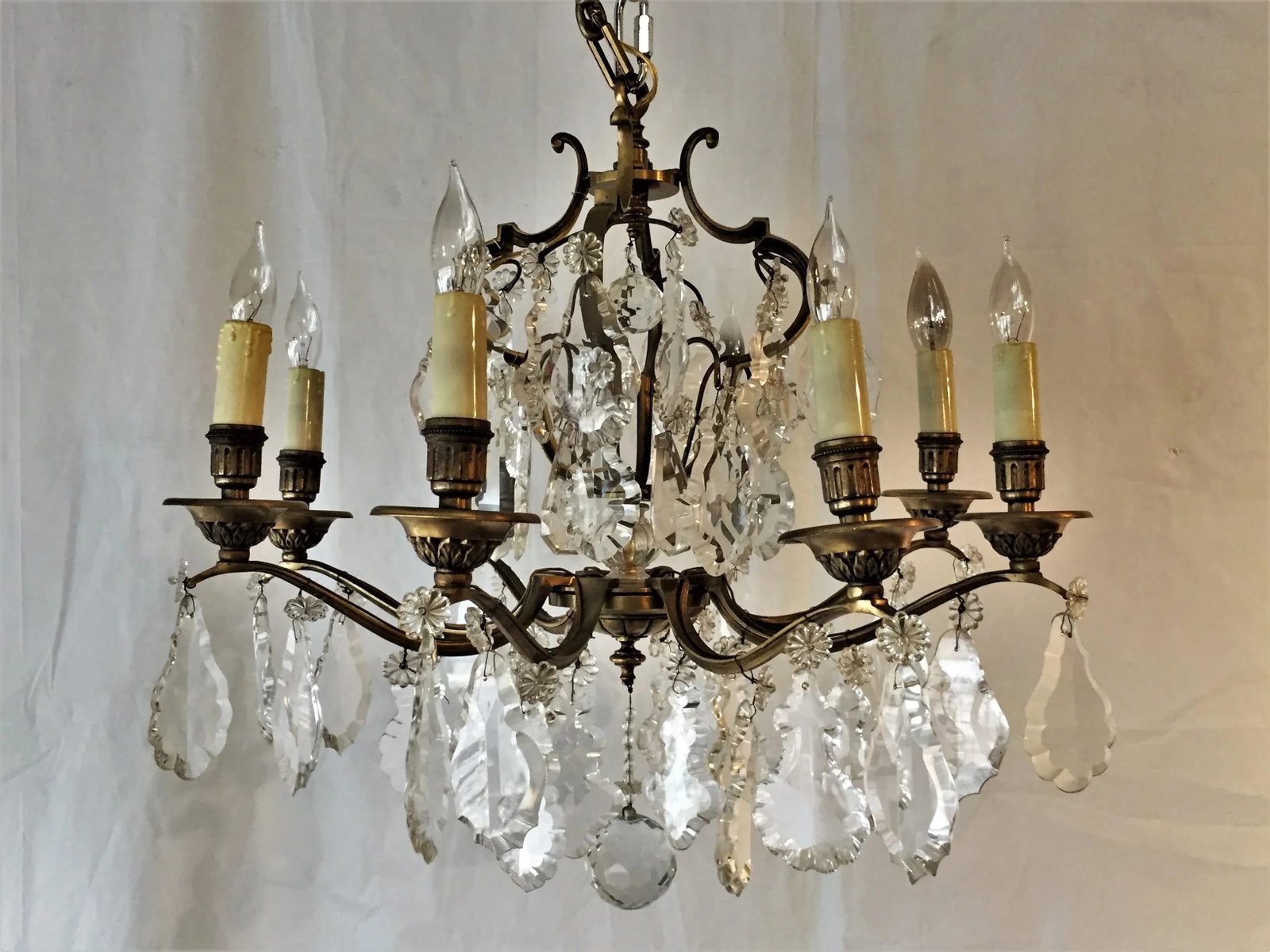 French Bronze & Cut Crystal Chandelier - 8