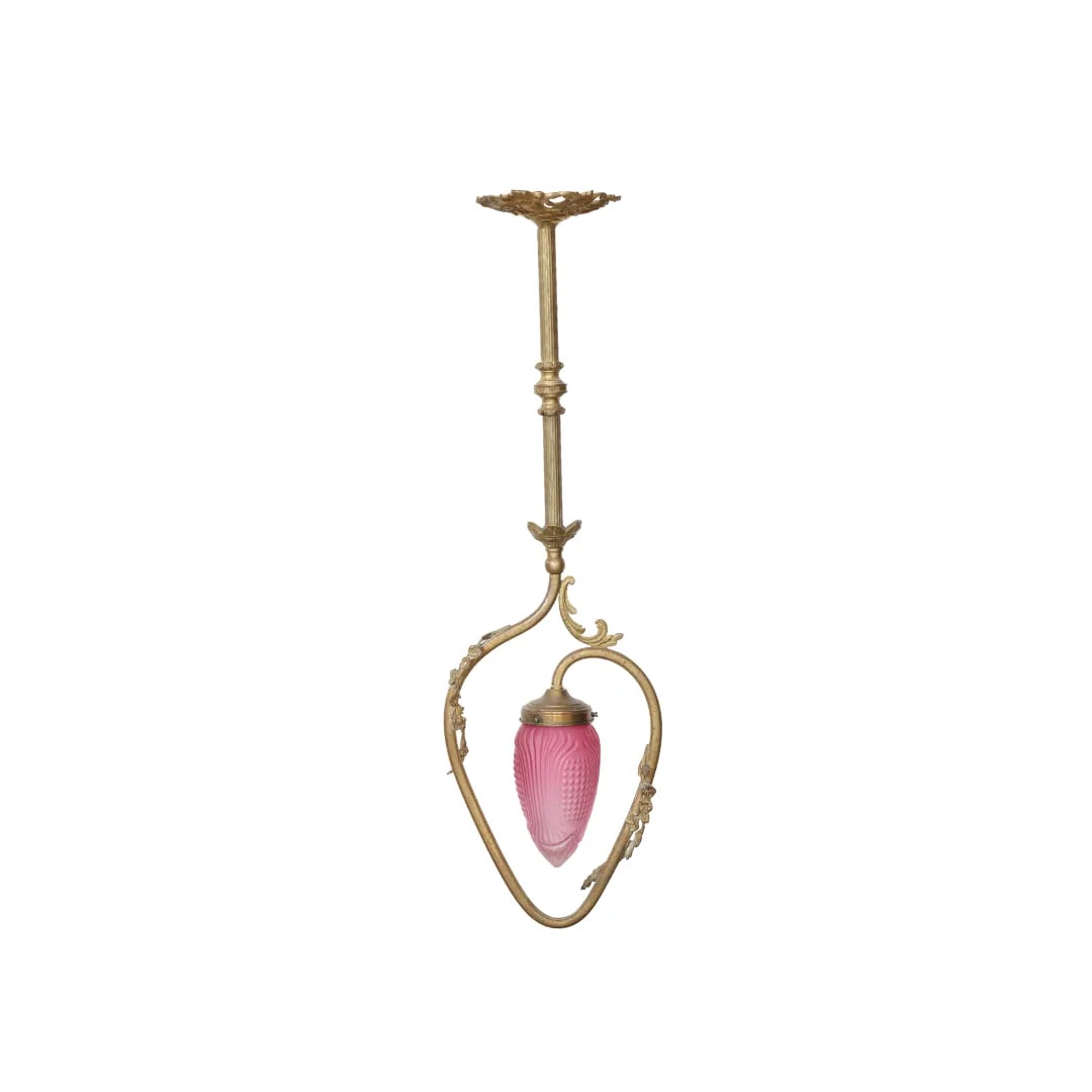 1900s French Light Pink Pendant - 5