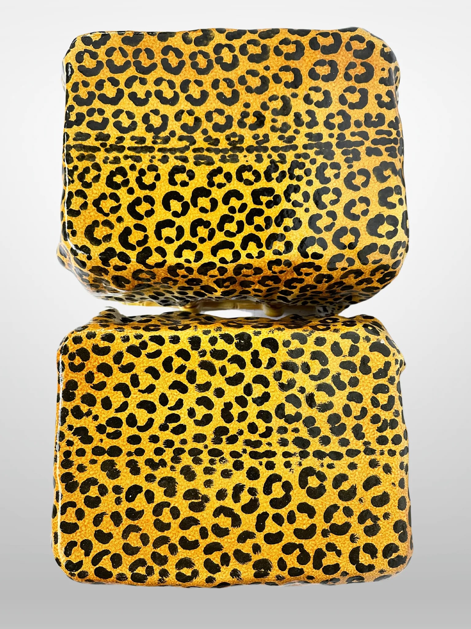 Italian Terracotta Glazed Leopard Stools Animalia Vintage - Set of 2 - 12