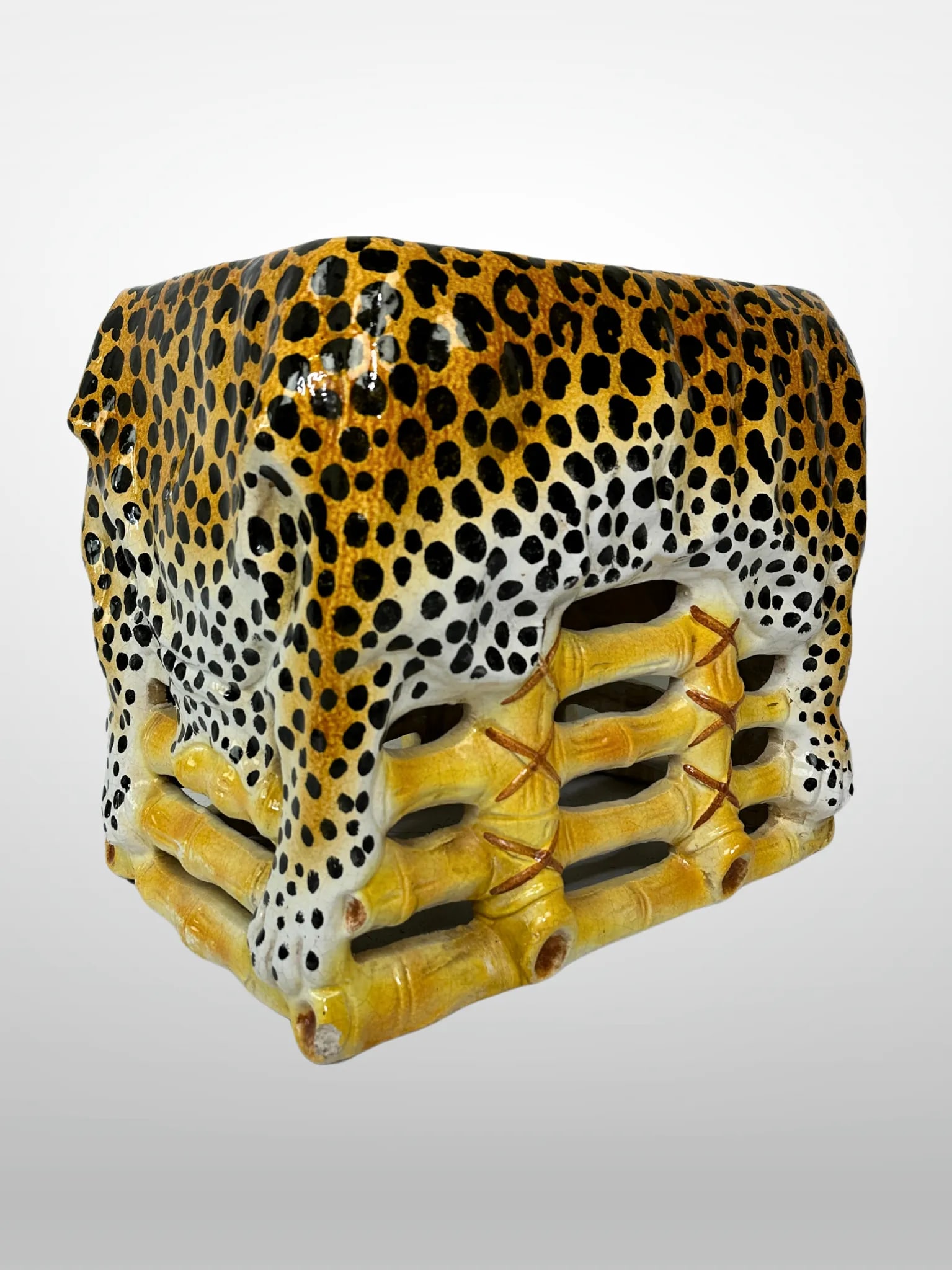 Italian Terracotta Glazed Leopard Stools Animalia Vintage - Set of 2 - 7