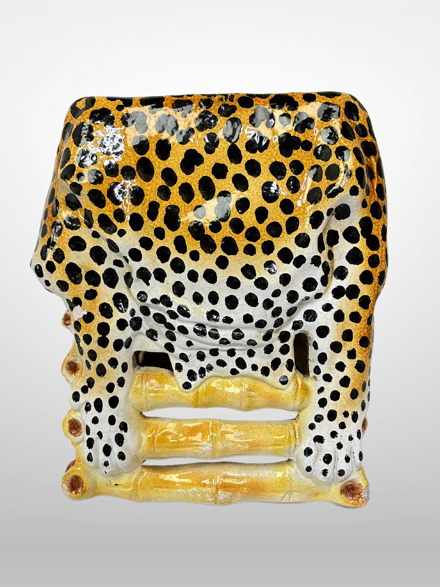 Italian Terracotta Glazed Leopard Stools Animalia Vintage - Set of 2 - 8