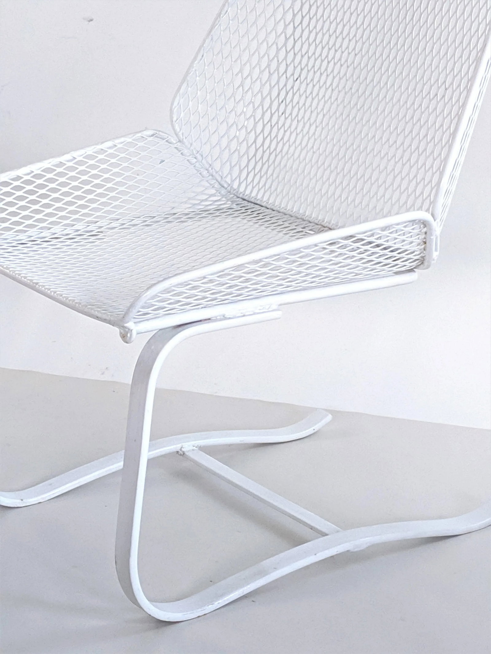1960s Mid-Century Modern Metal Mesh Cantilever Bouncer Patio Chairs - a Pair, Attributed - 11