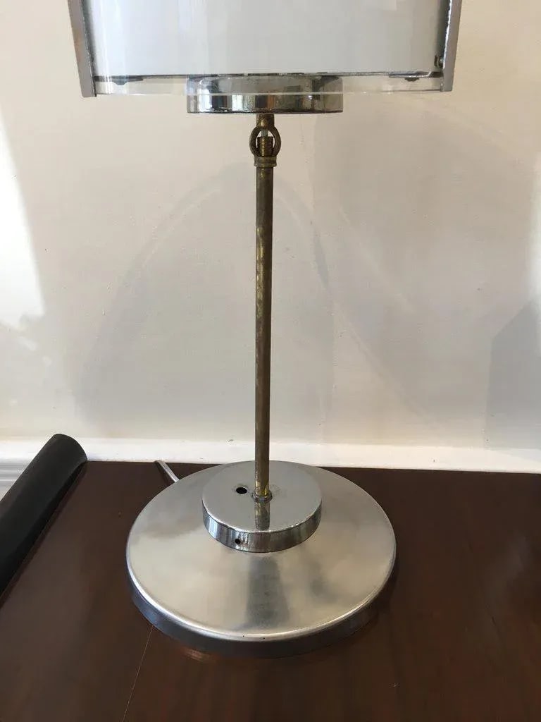 Mid-Century Modern Chrome and Frosted Glass Table Lamps - a Pair - 10