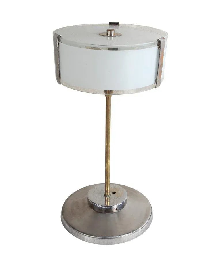 Mid-Century Modern Chrome and Frosted Glass Table Lamps - a Pair - 2