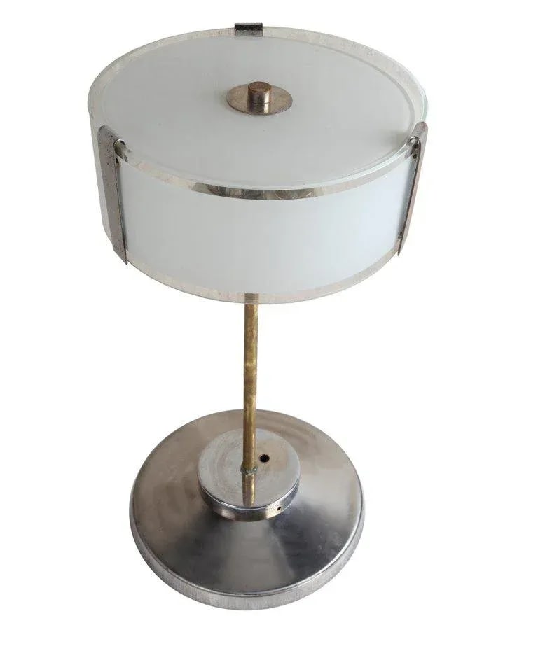 Mid-Century Modern Chrome and Frosted Glass Table Lamps - a Pair - 3