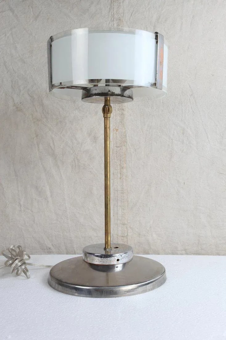 Mid-Century Modern Chrome and Frosted Glass Table Lamps - a Pair - 5