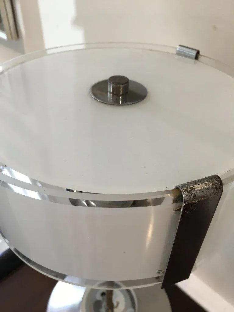 Mid-Century Modern Chrome and Frosted Glass Table Lamps - a Pair - 8