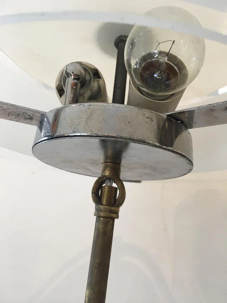 Mid-Century Modern Chrome and Frosted Glass Table Lamps - a Pair - 9