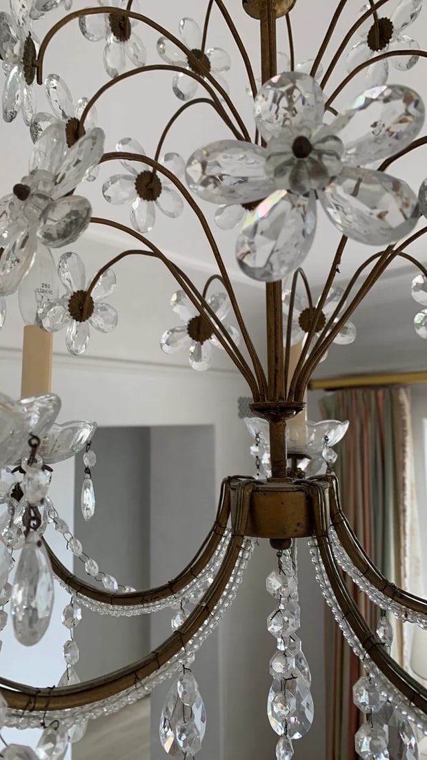 Vintage 1950s Crystal Italian Chandelier - 2