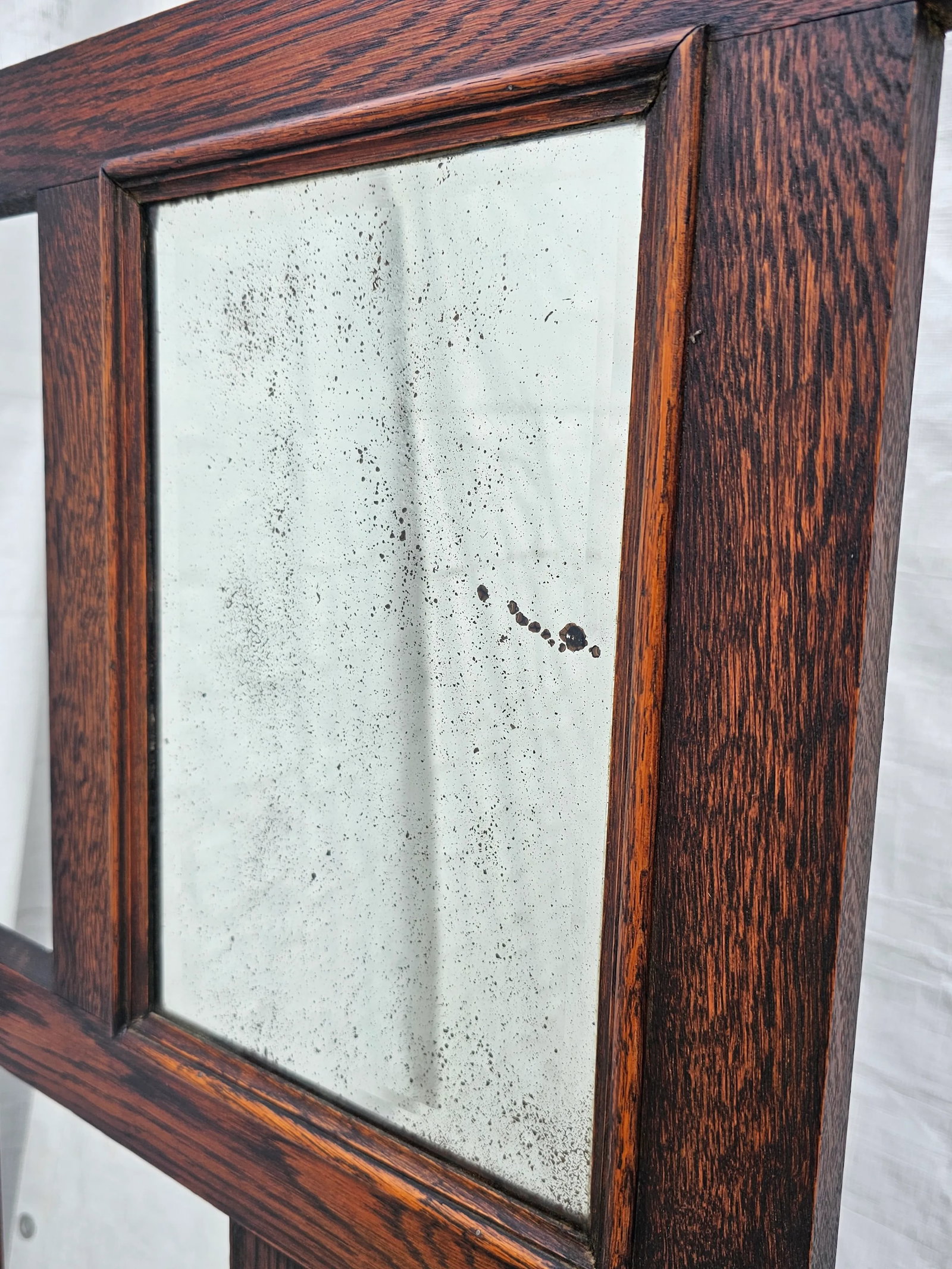 Antique 1910s Arts & Crafts Mission Oak Hall Tree Hooks, Mirror & Umbrella Stand - 13
