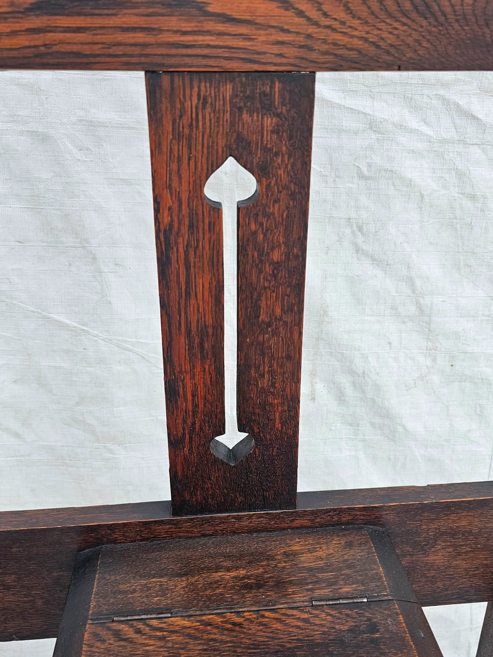 Antique 1910s Arts & Crafts Mission Oak Hall Tree Hooks, Mirror & Umbrella Stand - 6