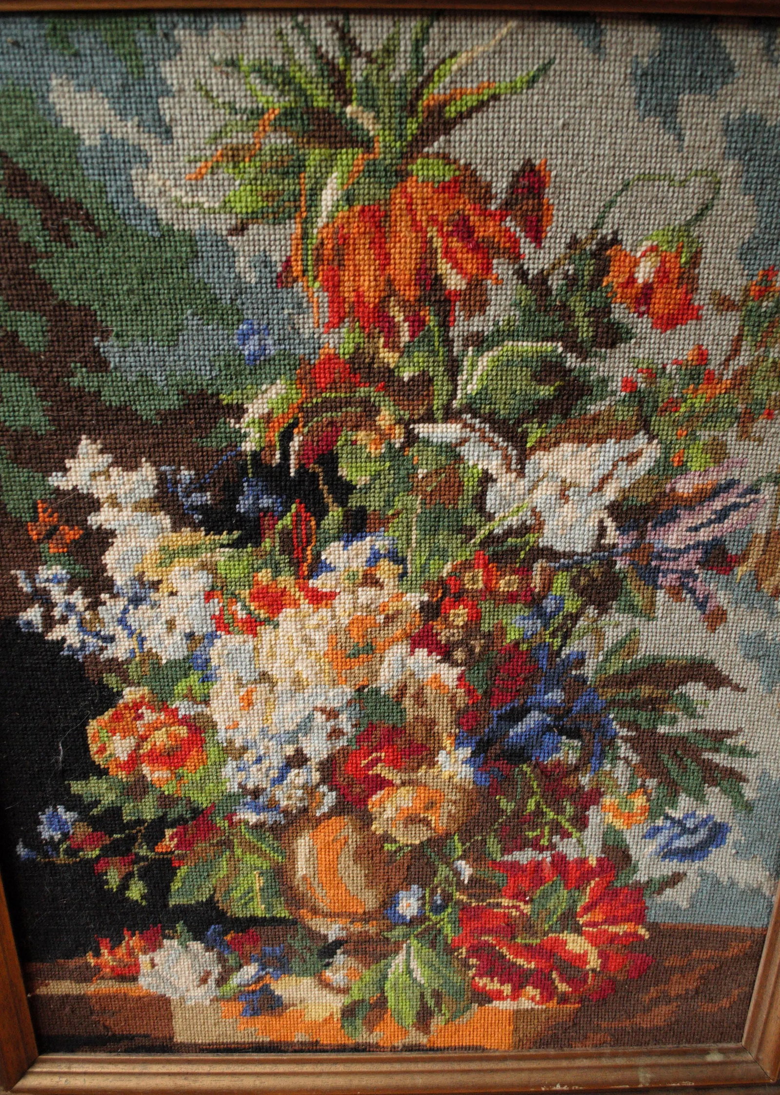 1960s Vintage Framed Needlepoint Textile Art - 2