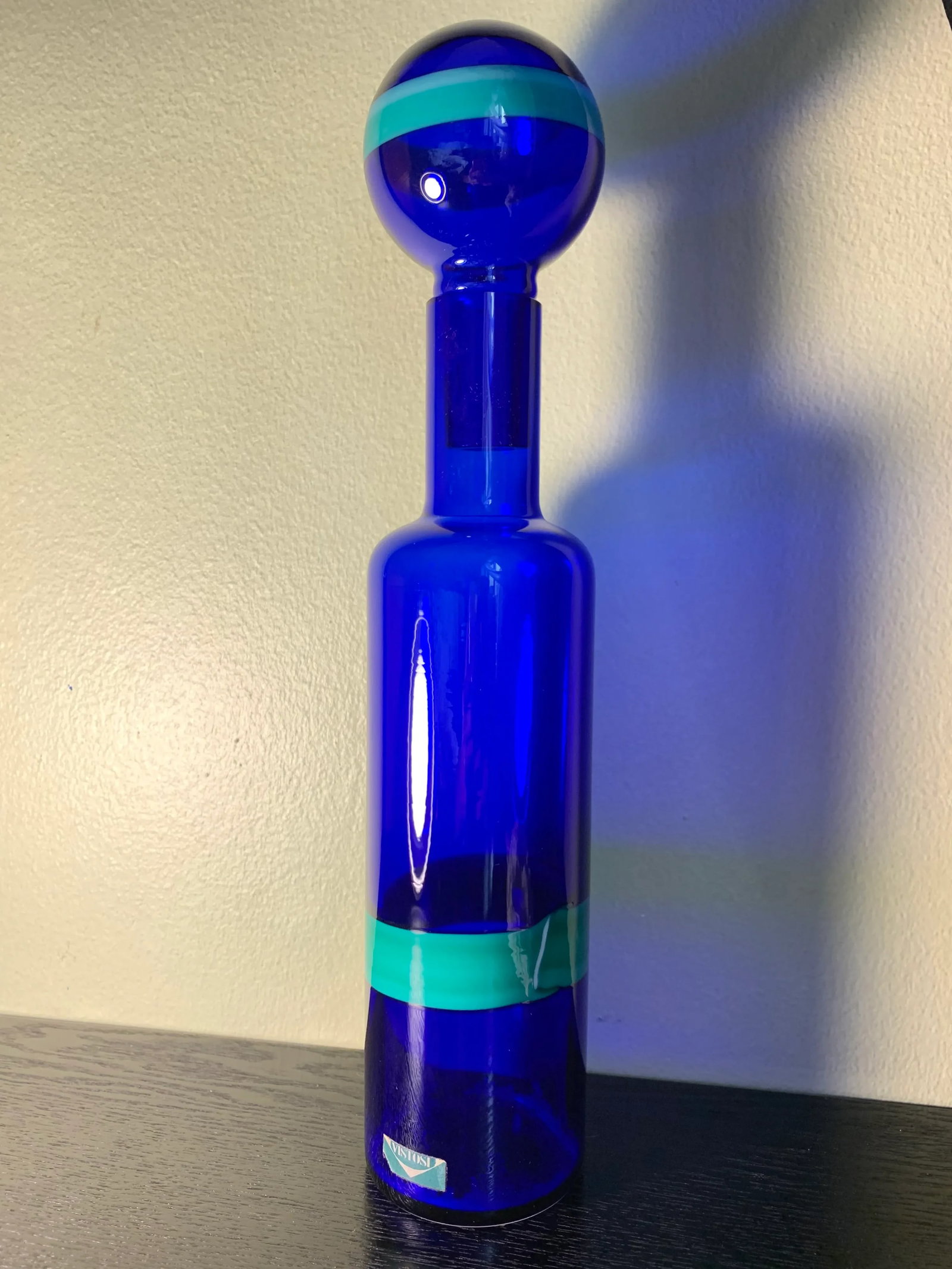 1950s Vintage Fulvio Bianconi Vistosi Cobalt Blue "Fasce Orizzontale" Murano Glass Bottle Decanter - 13