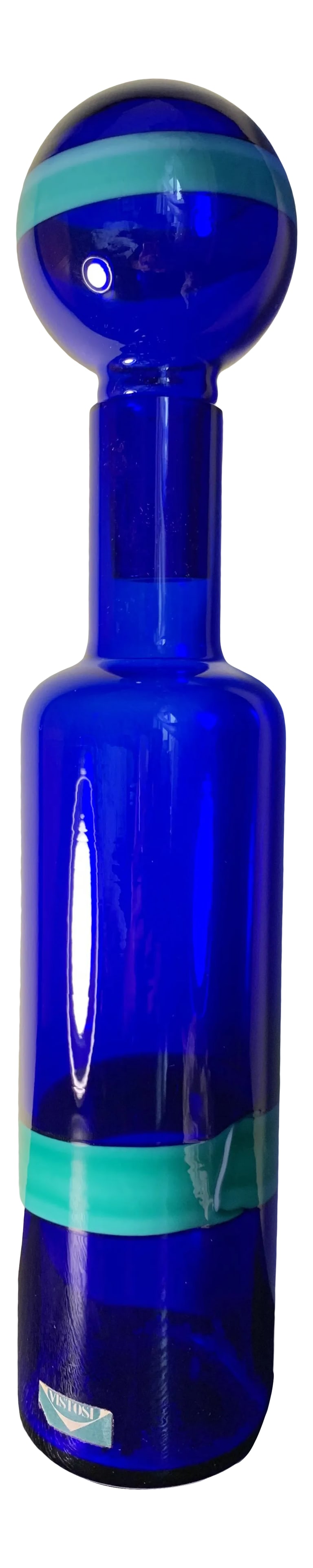 1950s Vintage Fulvio Bianconi Vistosi Cobalt Blue "Fasce Orizzontale" Murano Glass Bottle Decanter (1 of 13)