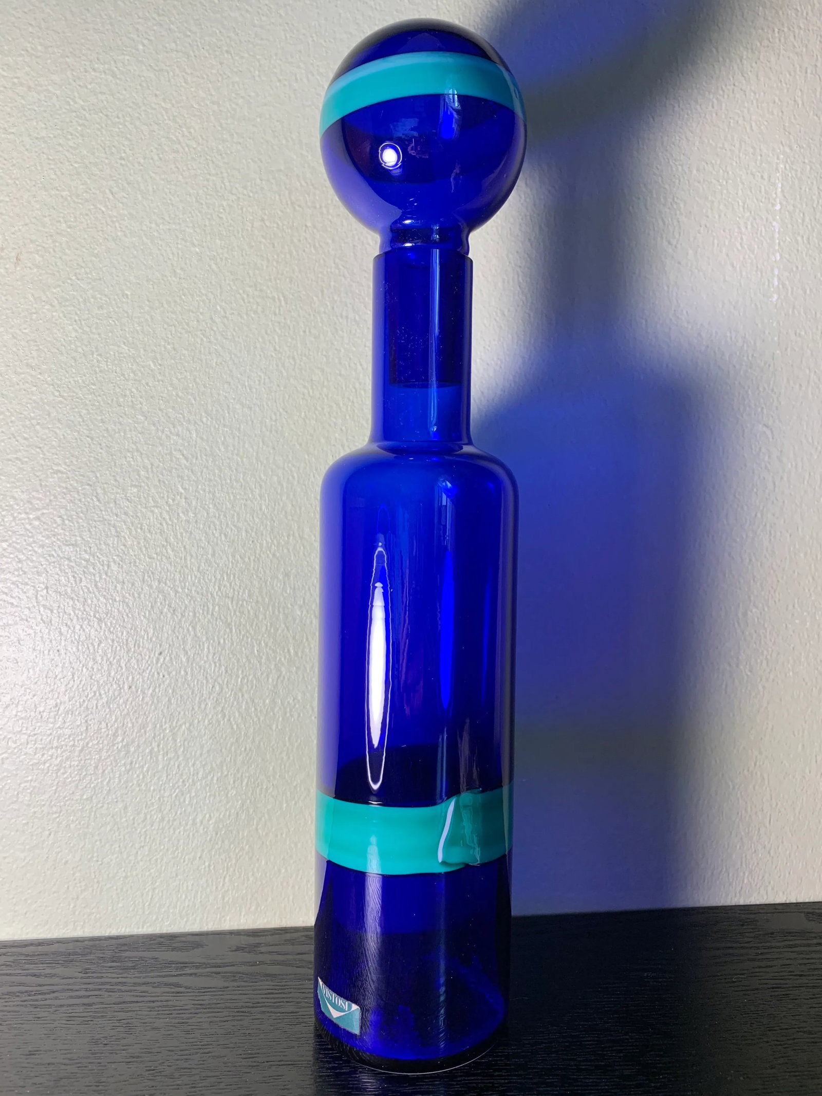 1950s Vintage Fulvio Bianconi Vistosi Cobalt Blue "Fasce Orizzontale" Murano Glass Bottle Decanter - 3