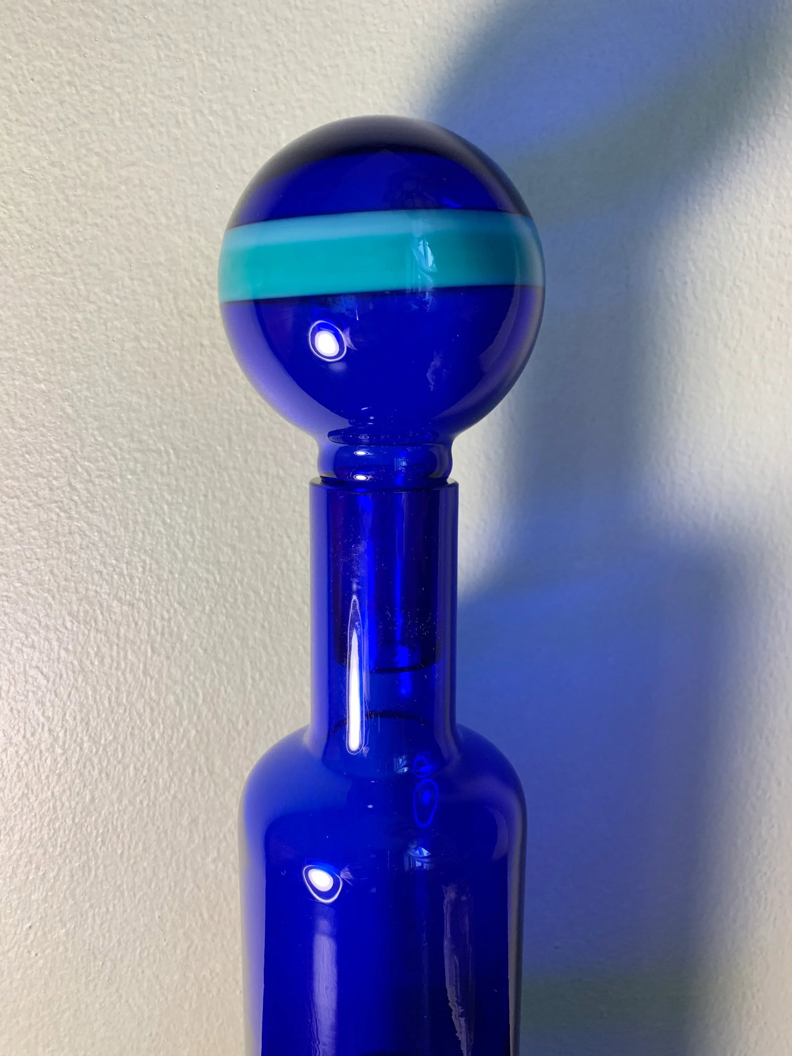 1950s Vintage Fulvio Bianconi Vistosi Cobalt Blue "Fasce Orizzontale" Murano Glass Bottle Decanter - 5