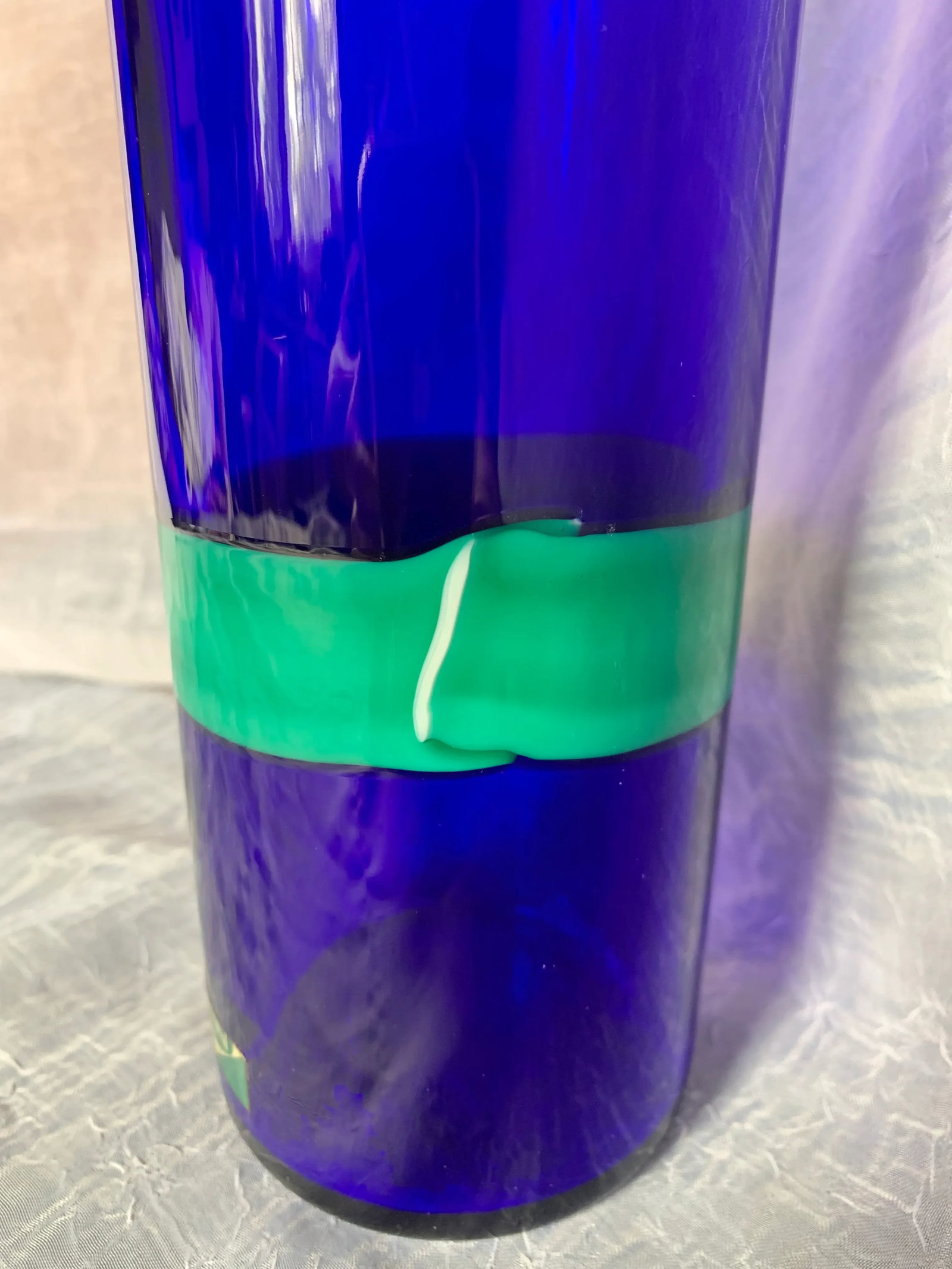 1950s Vintage Fulvio Bianconi Vistosi Cobalt Blue "Fasce Orizzontale" Murano Glass Bottle Decanter - 8