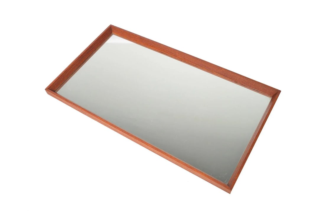 Danish Modern Beveled Edge Teak Wall Mirror - 4