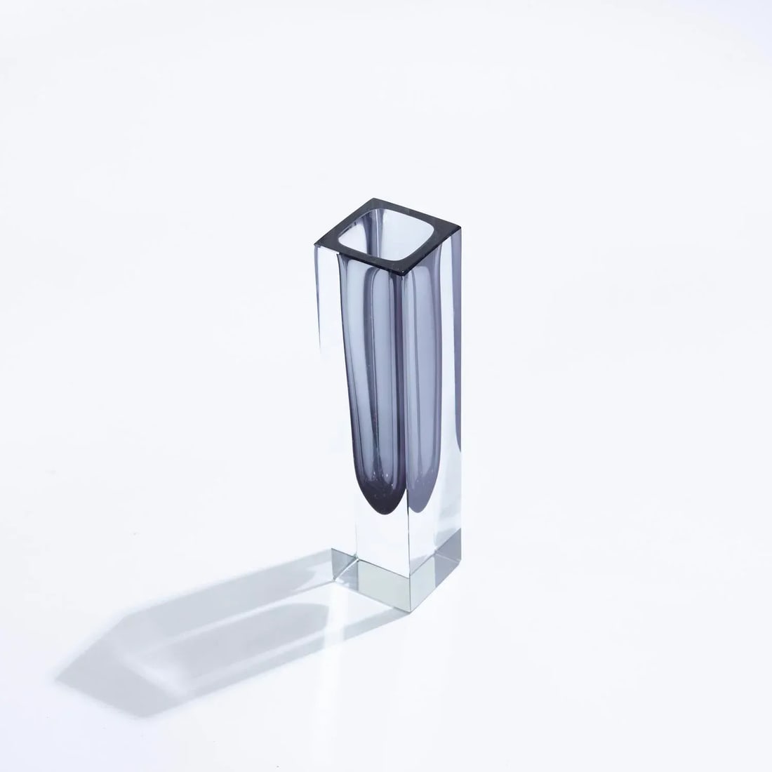 Vintage Dark Green Faceted Sommerso Murano Glass Vase - 2