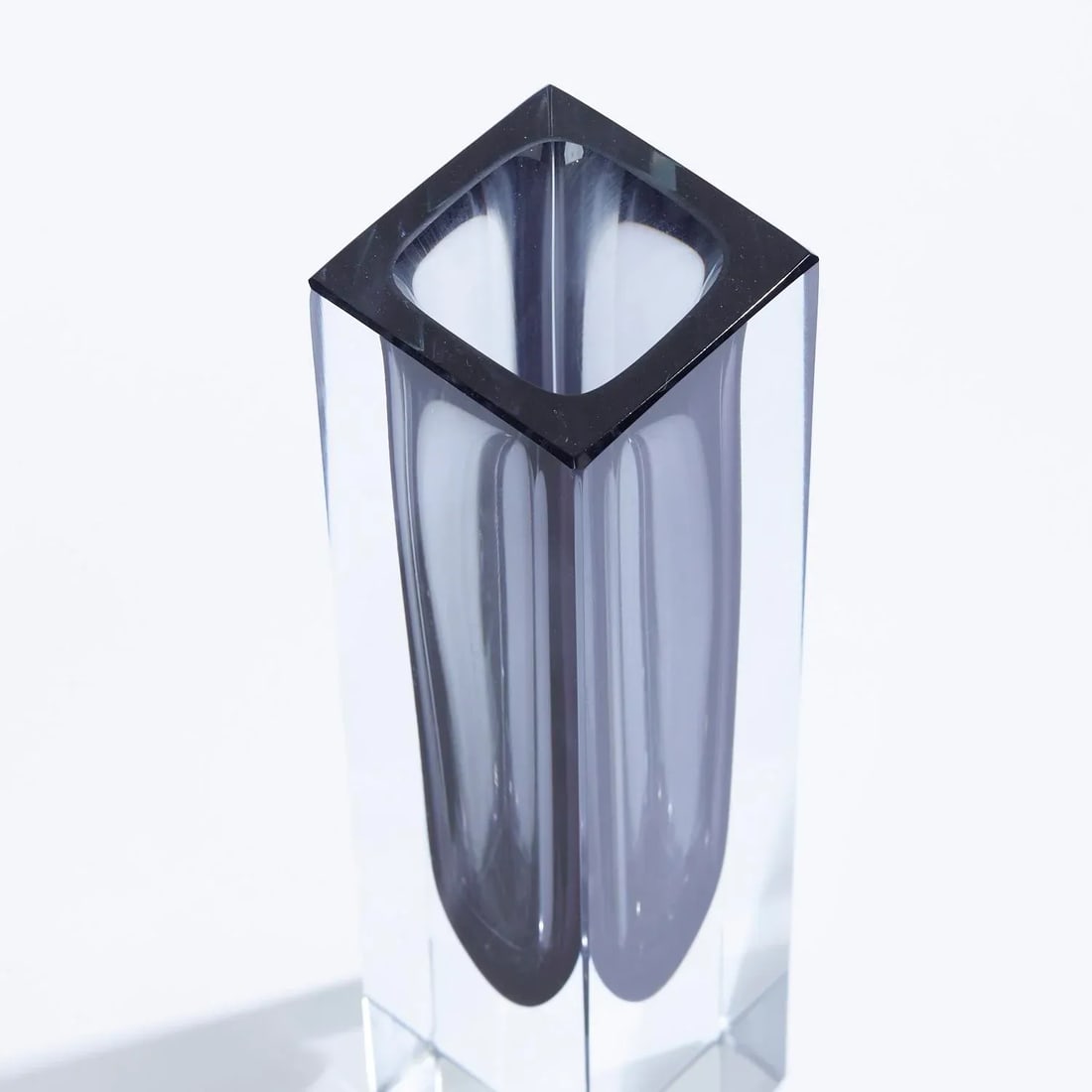 Vintage Dark Green Faceted Sommerso Murano Glass Vase - 3