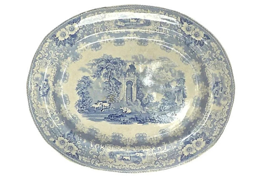 Antique Palace Garden Transferware Platter - 7