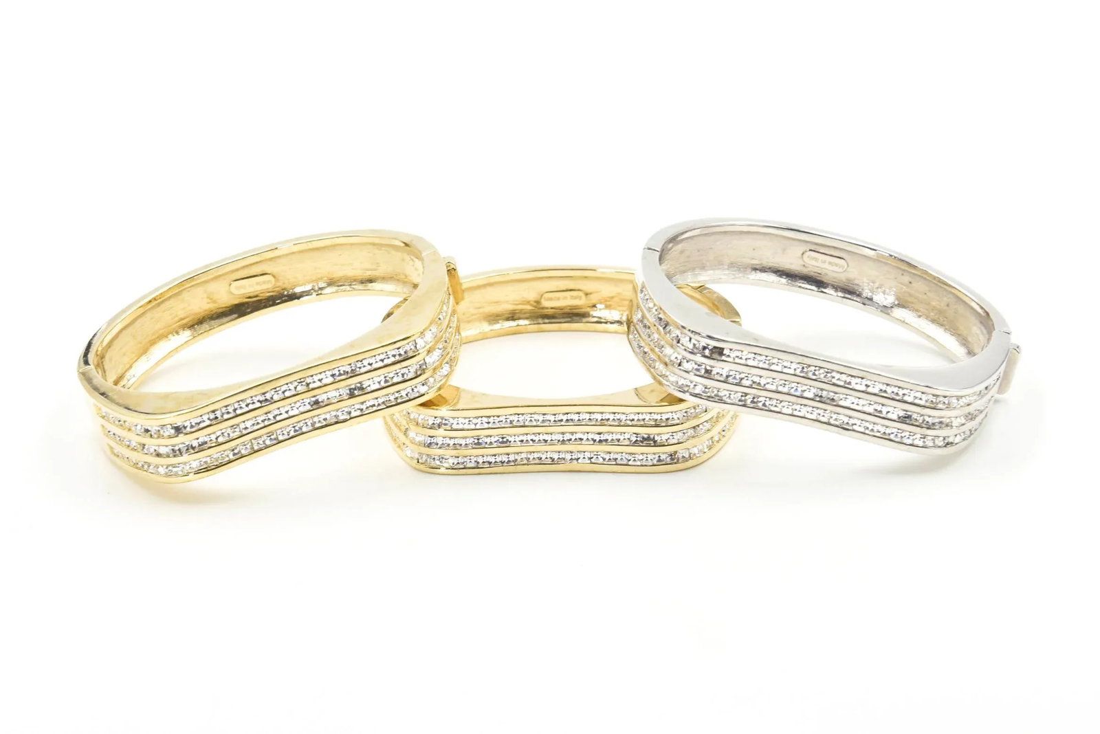 Italian Stackable Crystal Wave Bangles Bracelets Set of 3 - 10