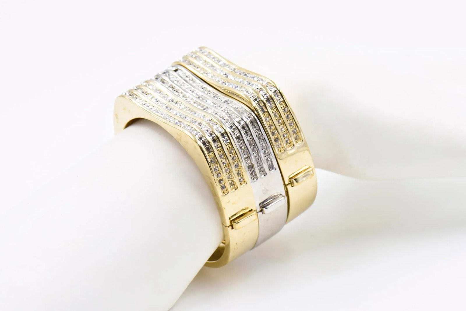 Italian Stackable Crystal Wave Bangles Bracelets Set of 3 - 5