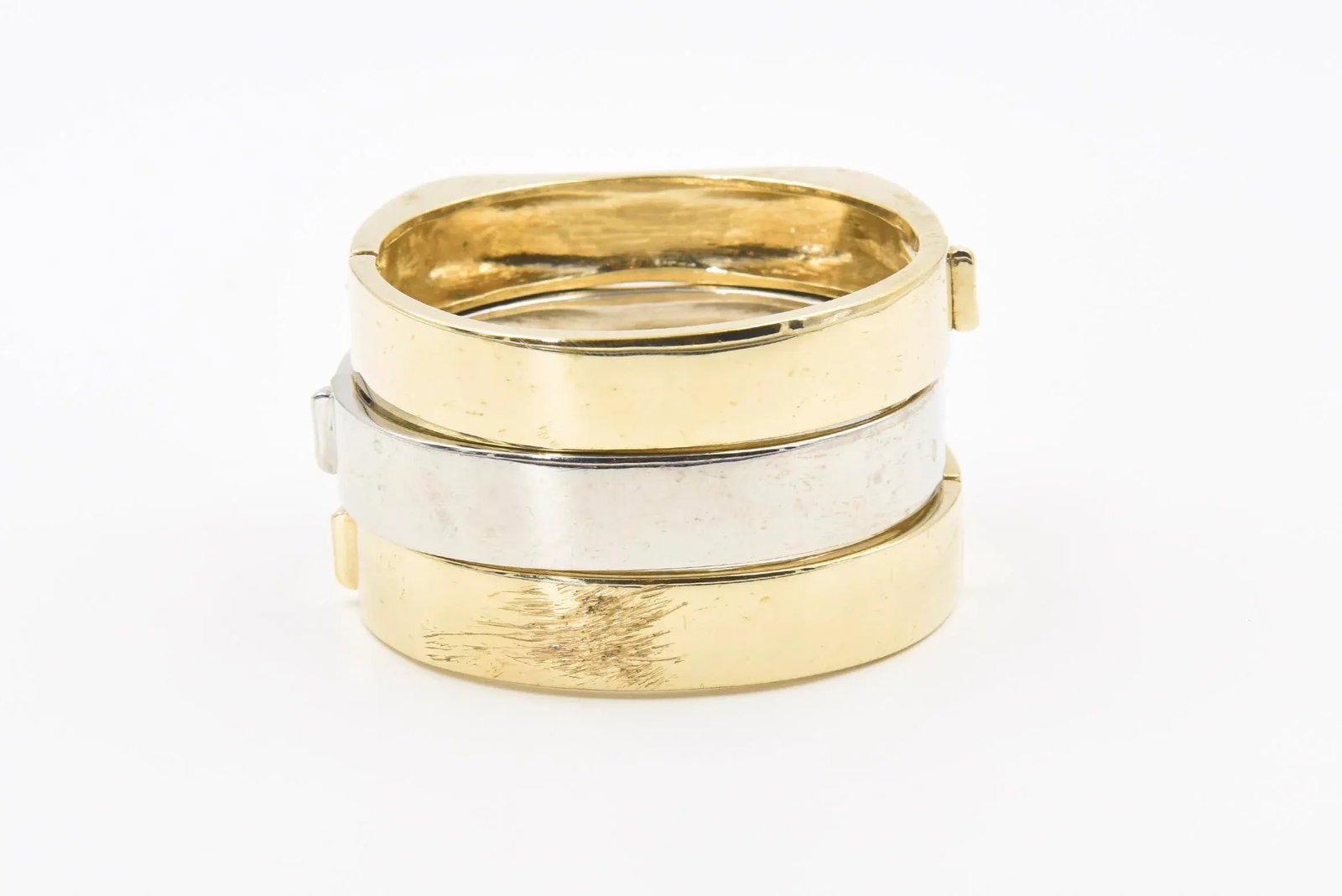 Italian Stackable Crystal Wave Bangles Bracelets Set of 3 - 7