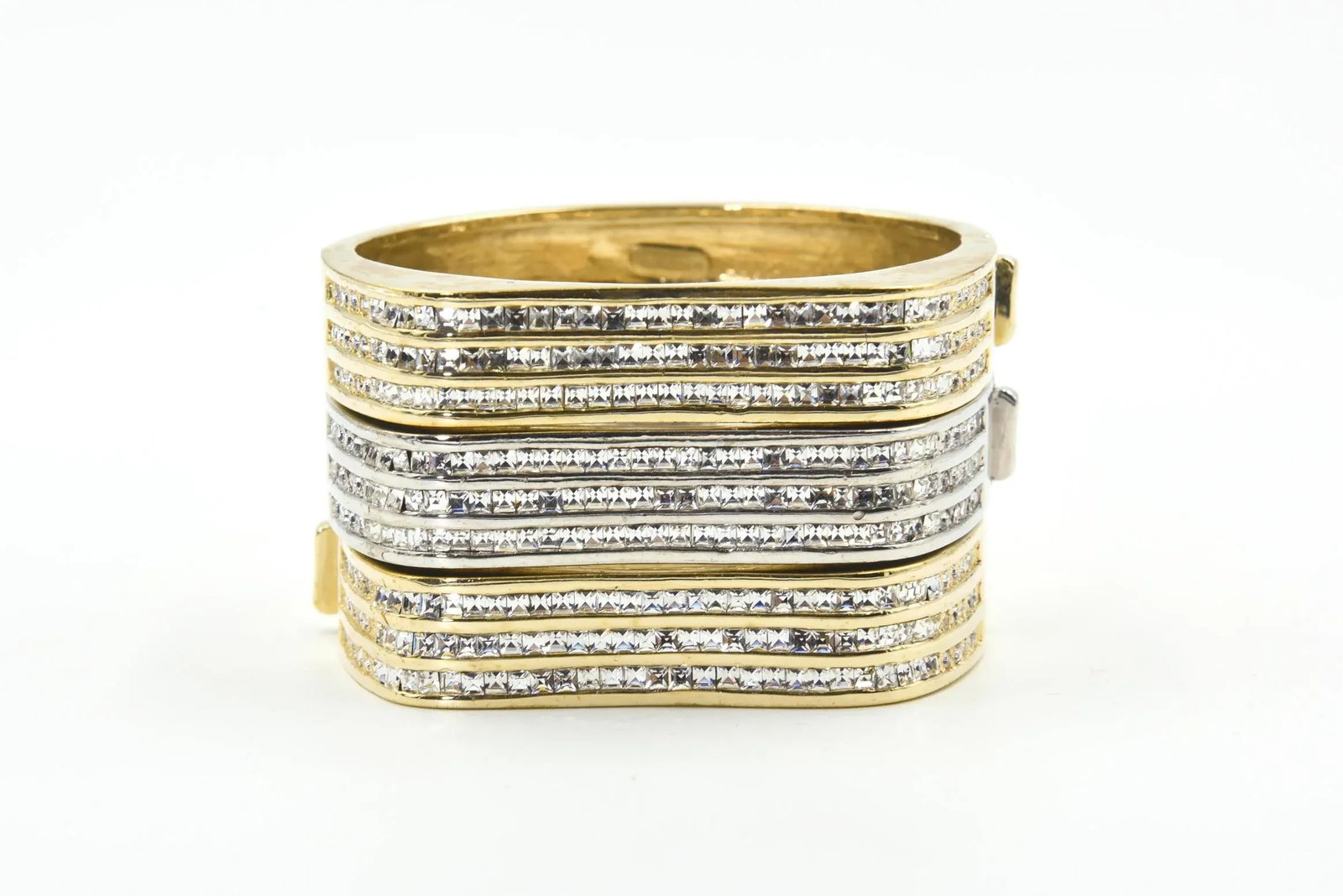 Italian Stackable Crystal Wave Bangles Bracelets Set of 3 - 9