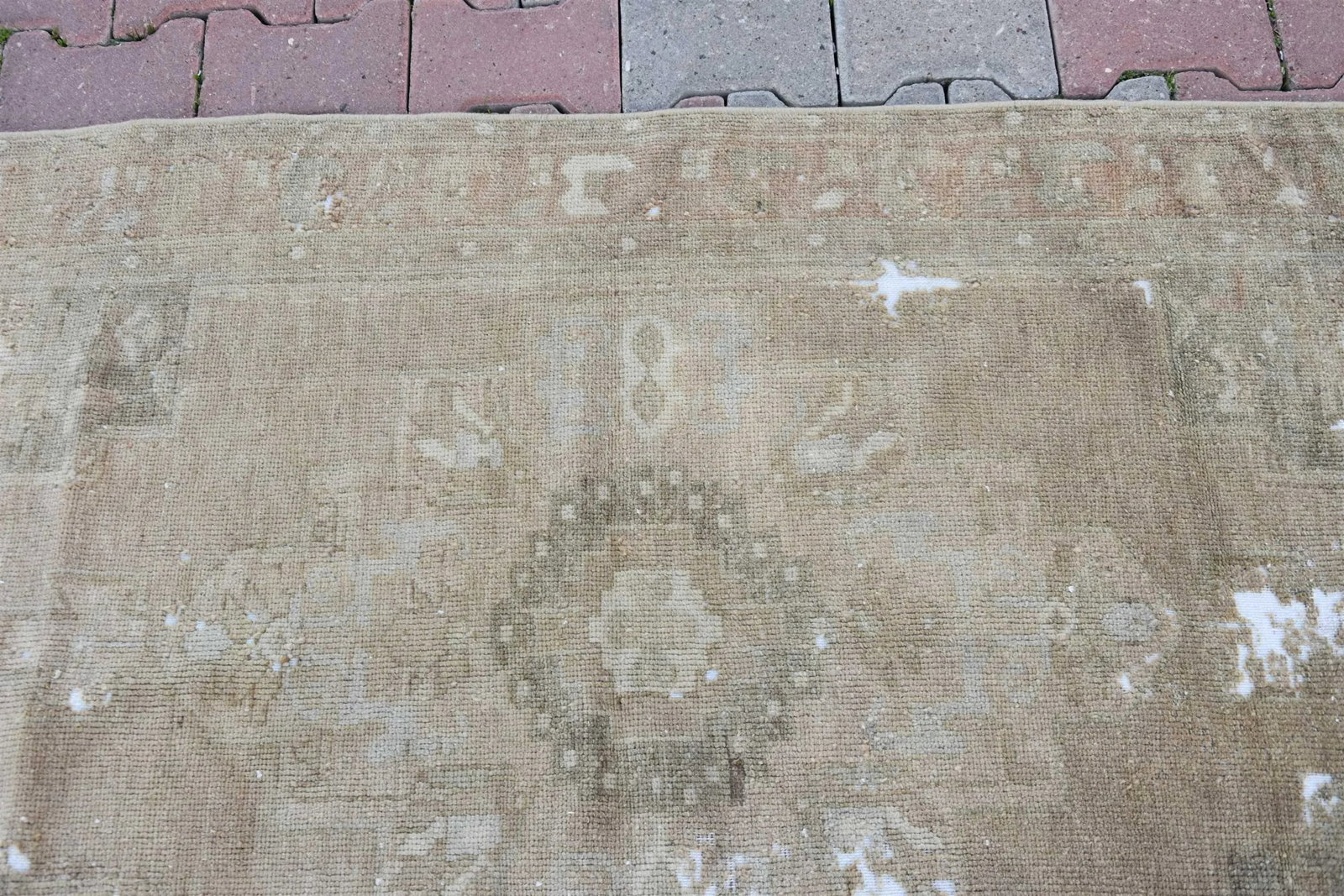 1960s Vintage Turkish Faded Oushak Handmade Oriental Area Rug Hand Knotted Rug - 10