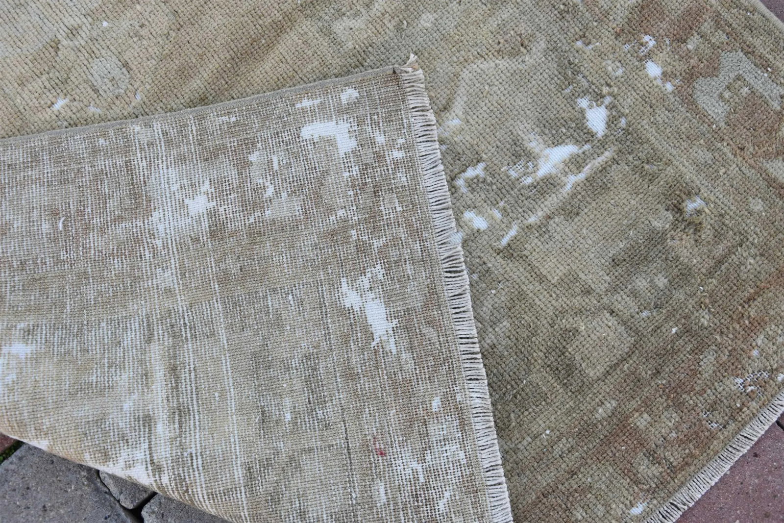 1960s Vintage Turkish Faded Oushak Handmade Oriental Area Rug Hand Knotted Rug - 11