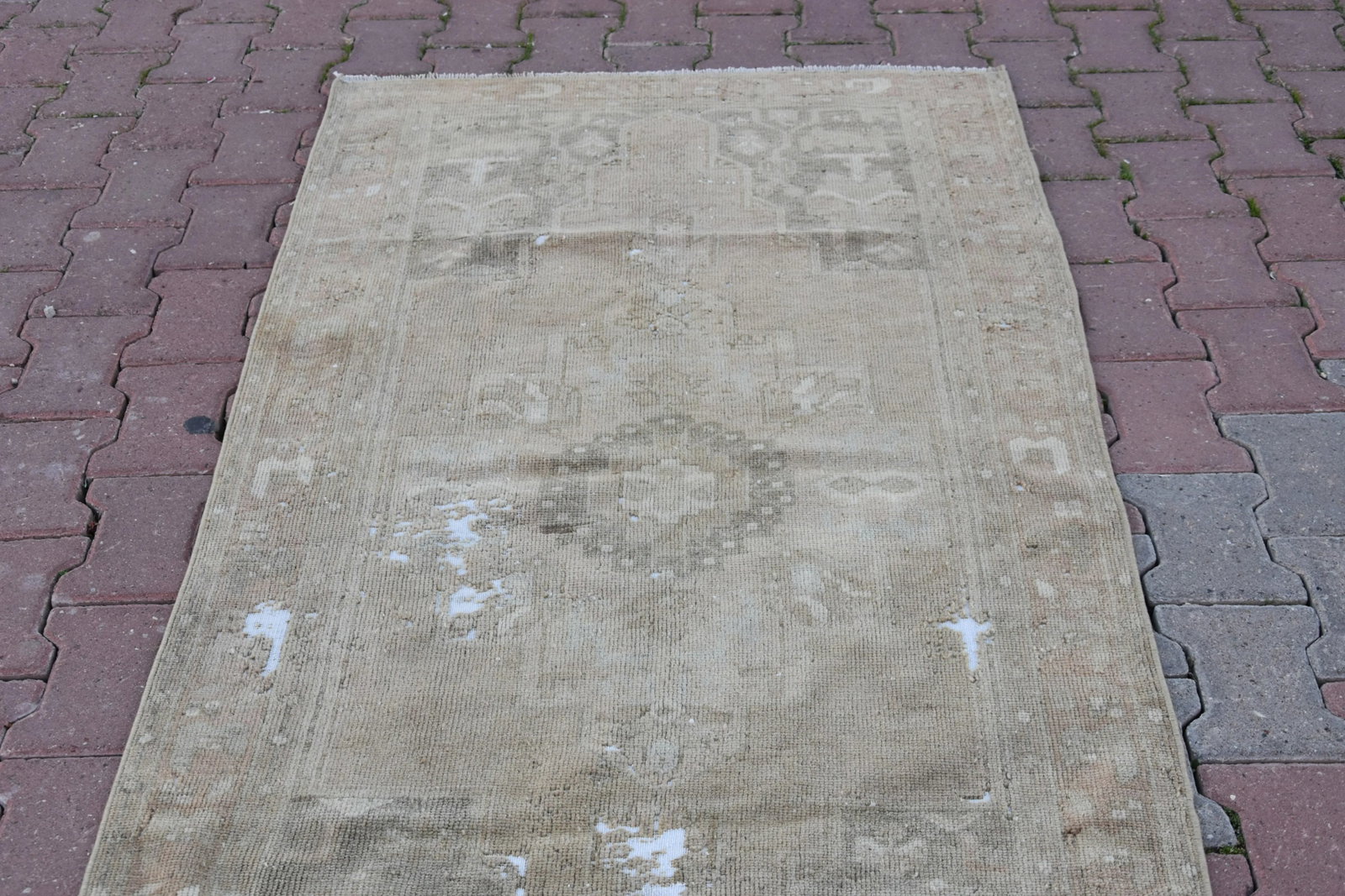1960s Vintage Turkish Faded Oushak Handmade Oriental Area Rug Hand Knotted Rug - 2