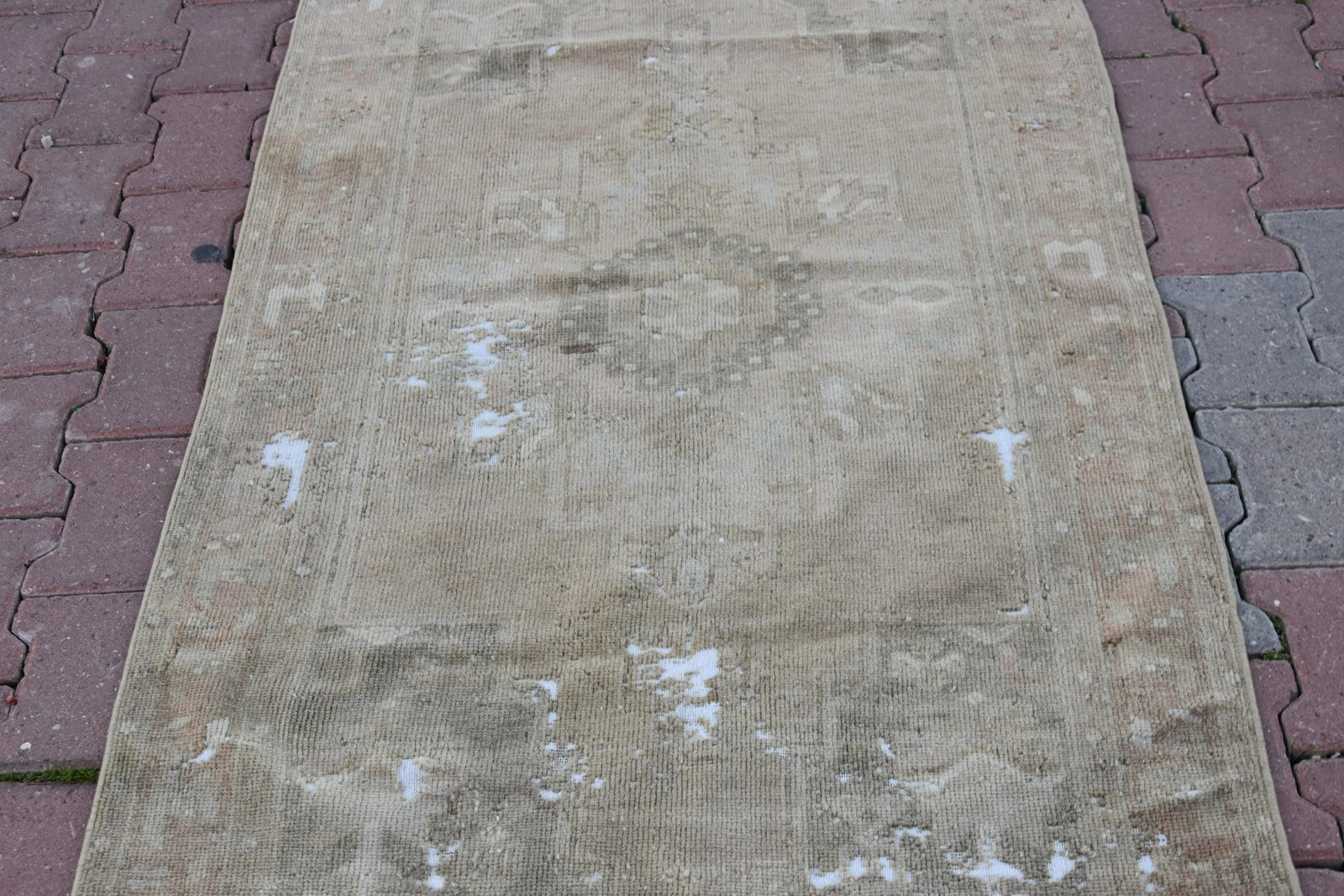 1960s Vintage Turkish Faded Oushak Handmade Oriental Area Rug Hand Knotted Rug - 3