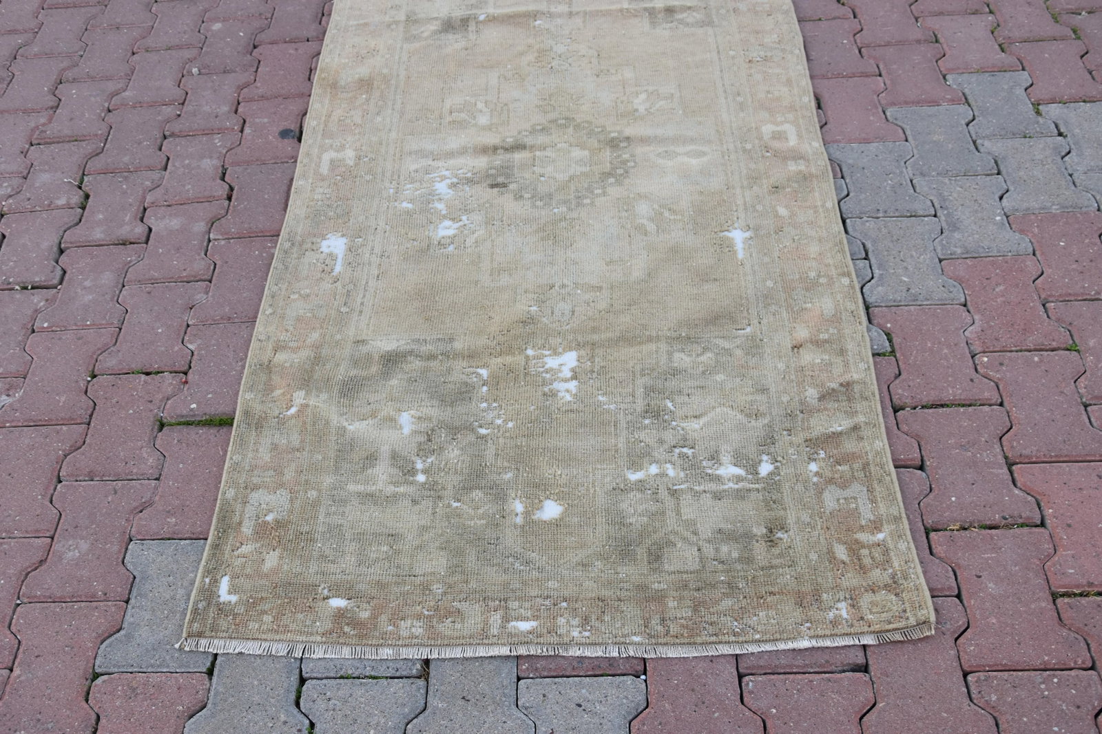 1960s Vintage Turkish Faded Oushak Handmade Oriental Area Rug Hand Knotted Rug - 4