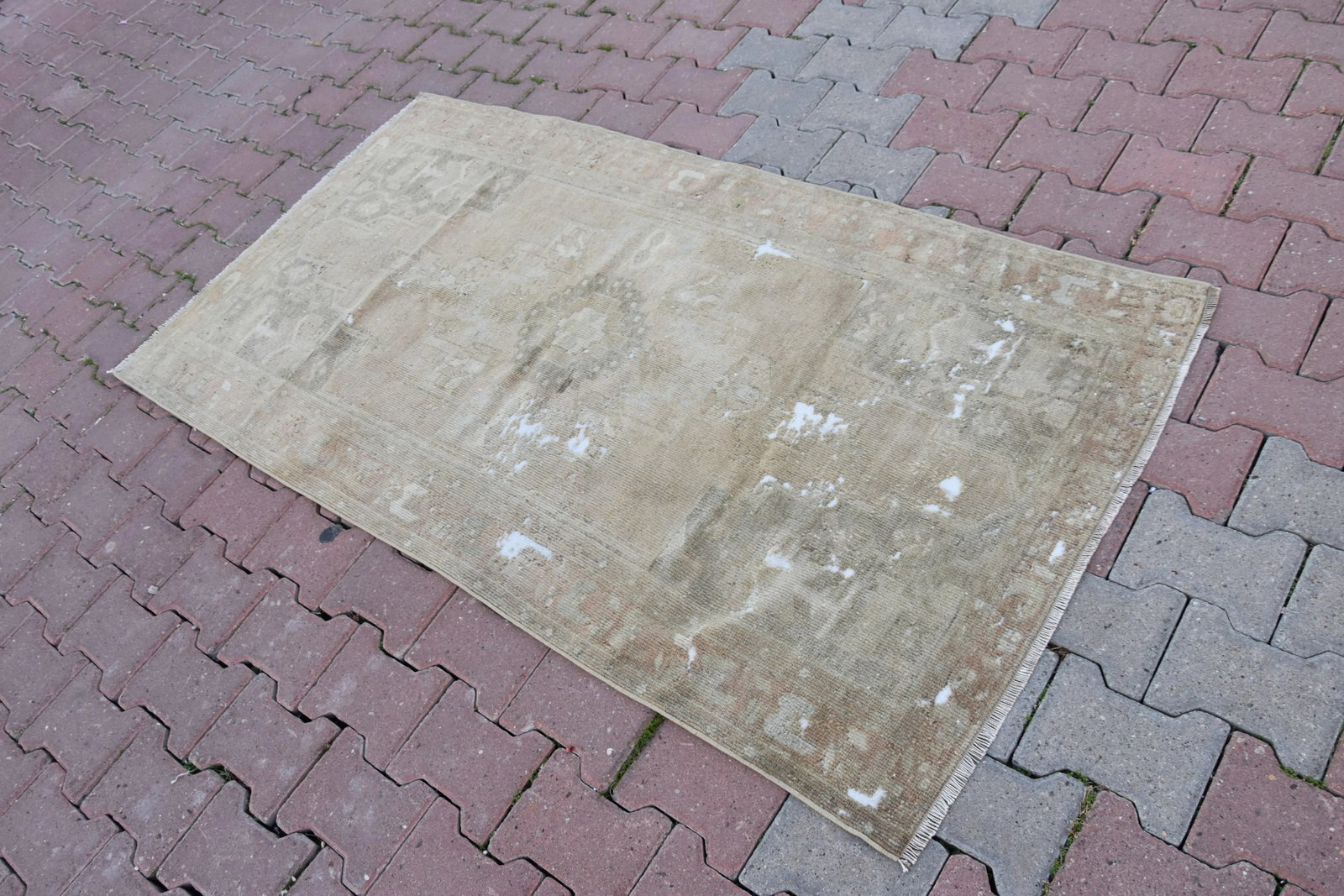 1960s Vintage Turkish Faded Oushak Handmade Oriental Area Rug Hand Knotted Rug - 6
