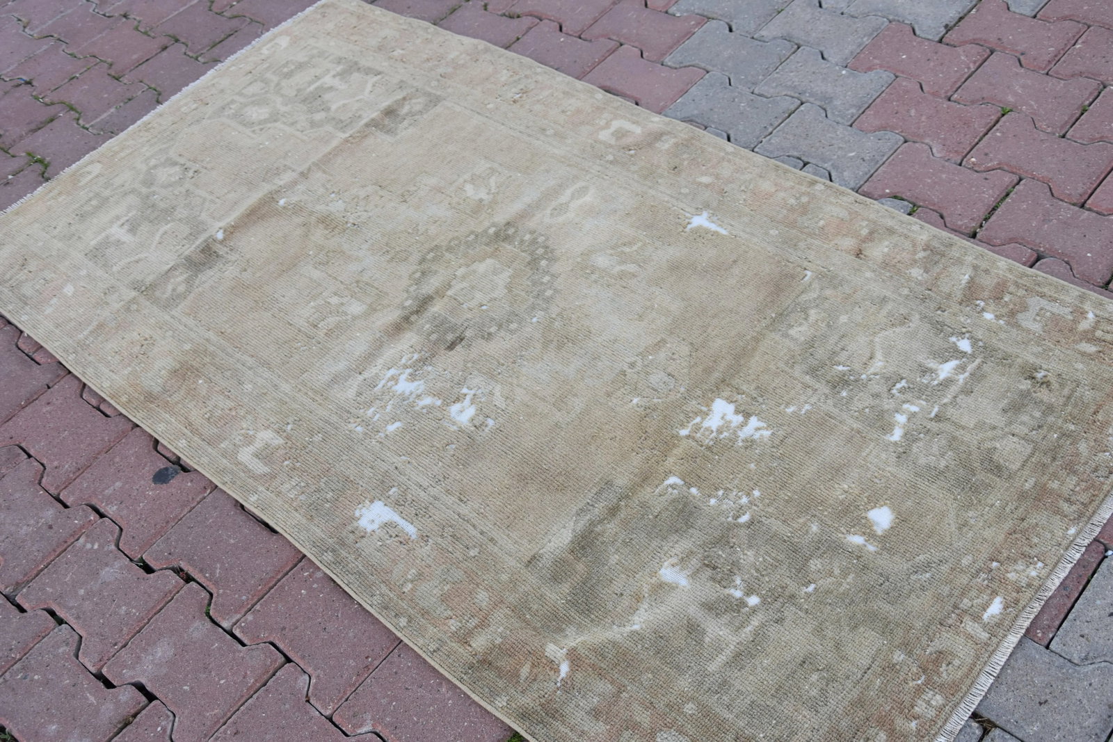 1960s Vintage Turkish Faded Oushak Handmade Oriental Area Rug Hand Knotted Rug - 7