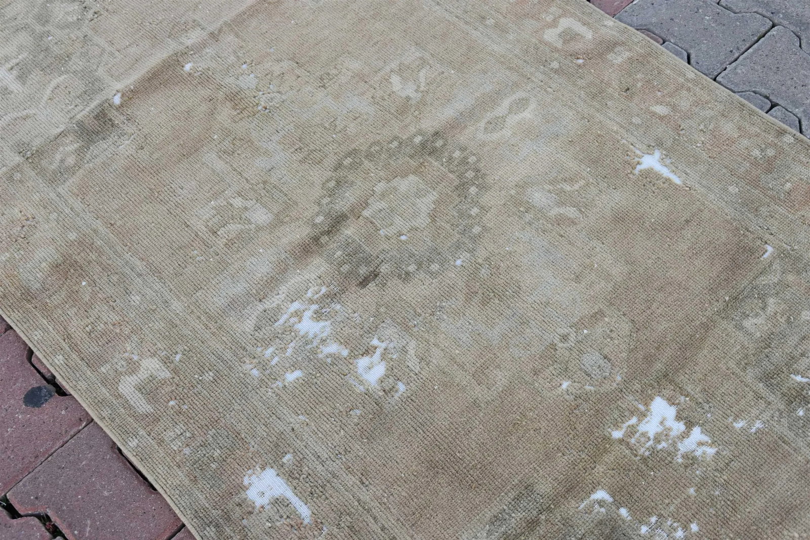 1960s Vintage Turkish Faded Oushak Handmade Oriental Area Rug Hand Knotted Rug - 9