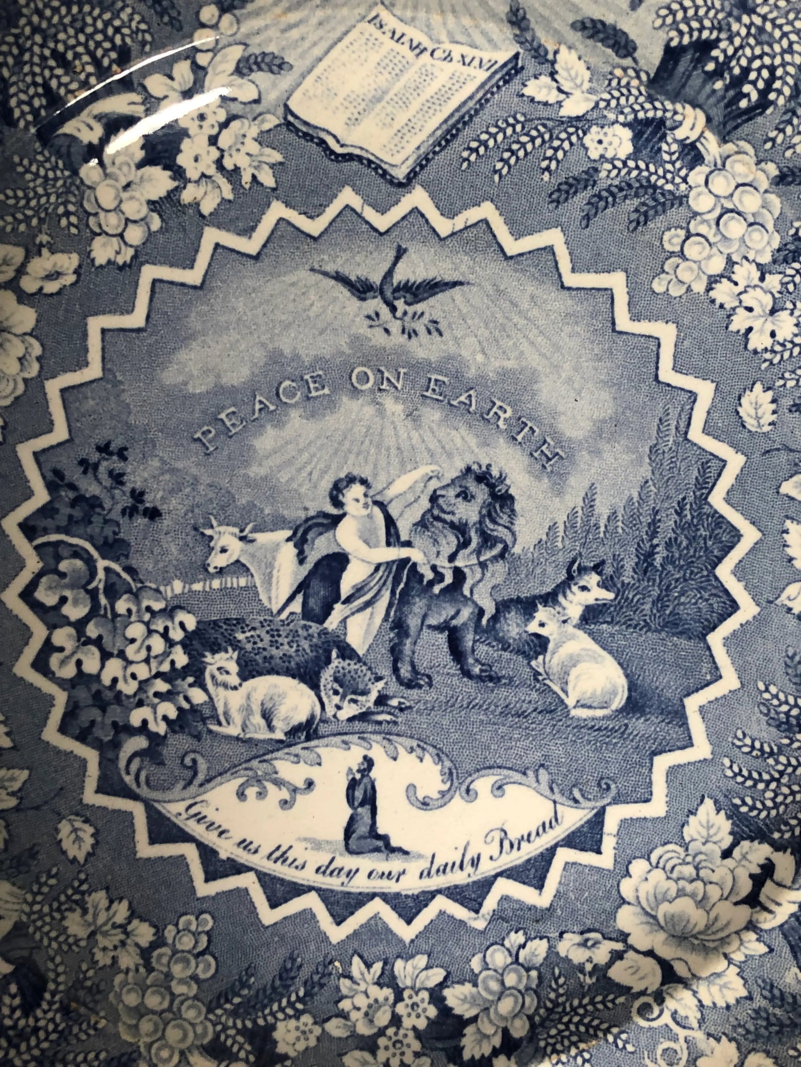 Antique Transferware Staffordshire Millennium Blue and White Plates - a Pair - 2